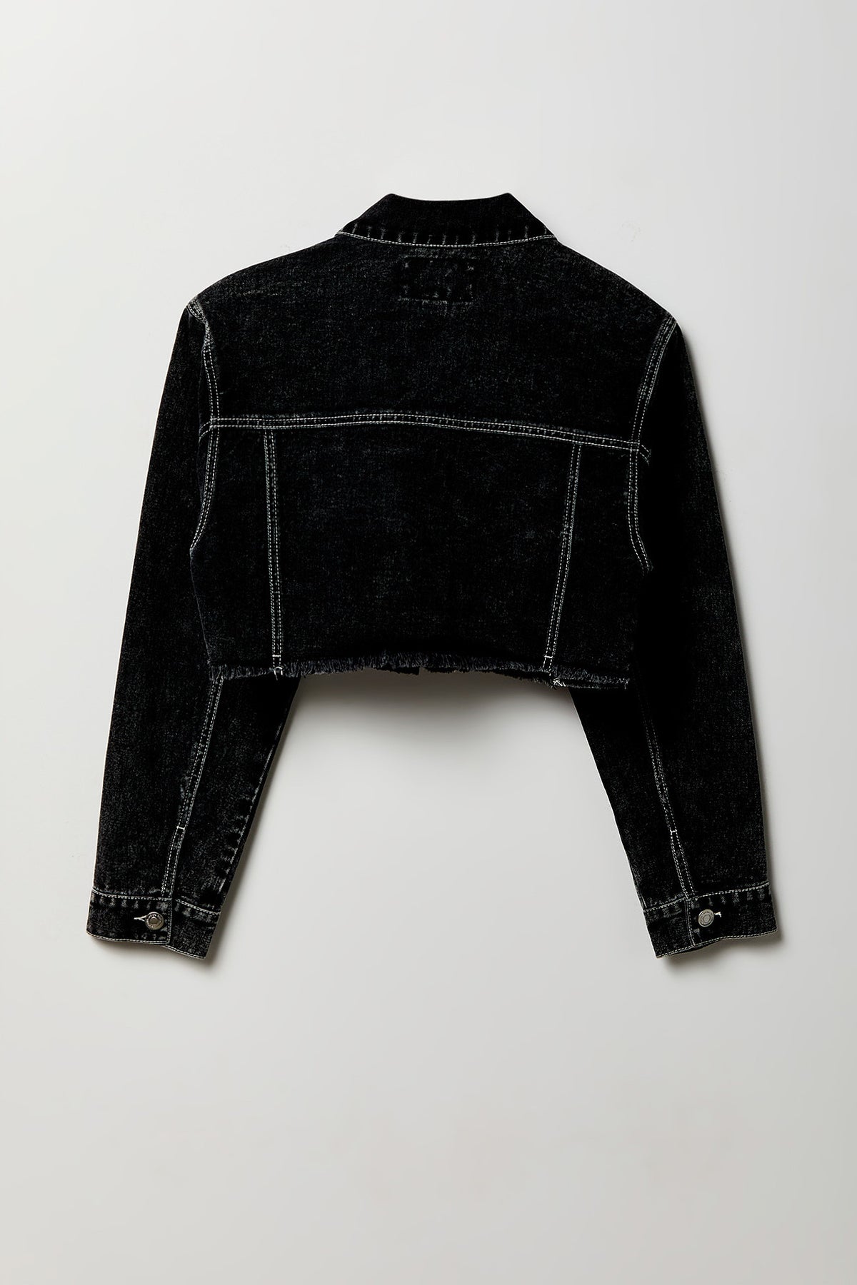 Alt View 2. Cropped Denim Jacket - Black