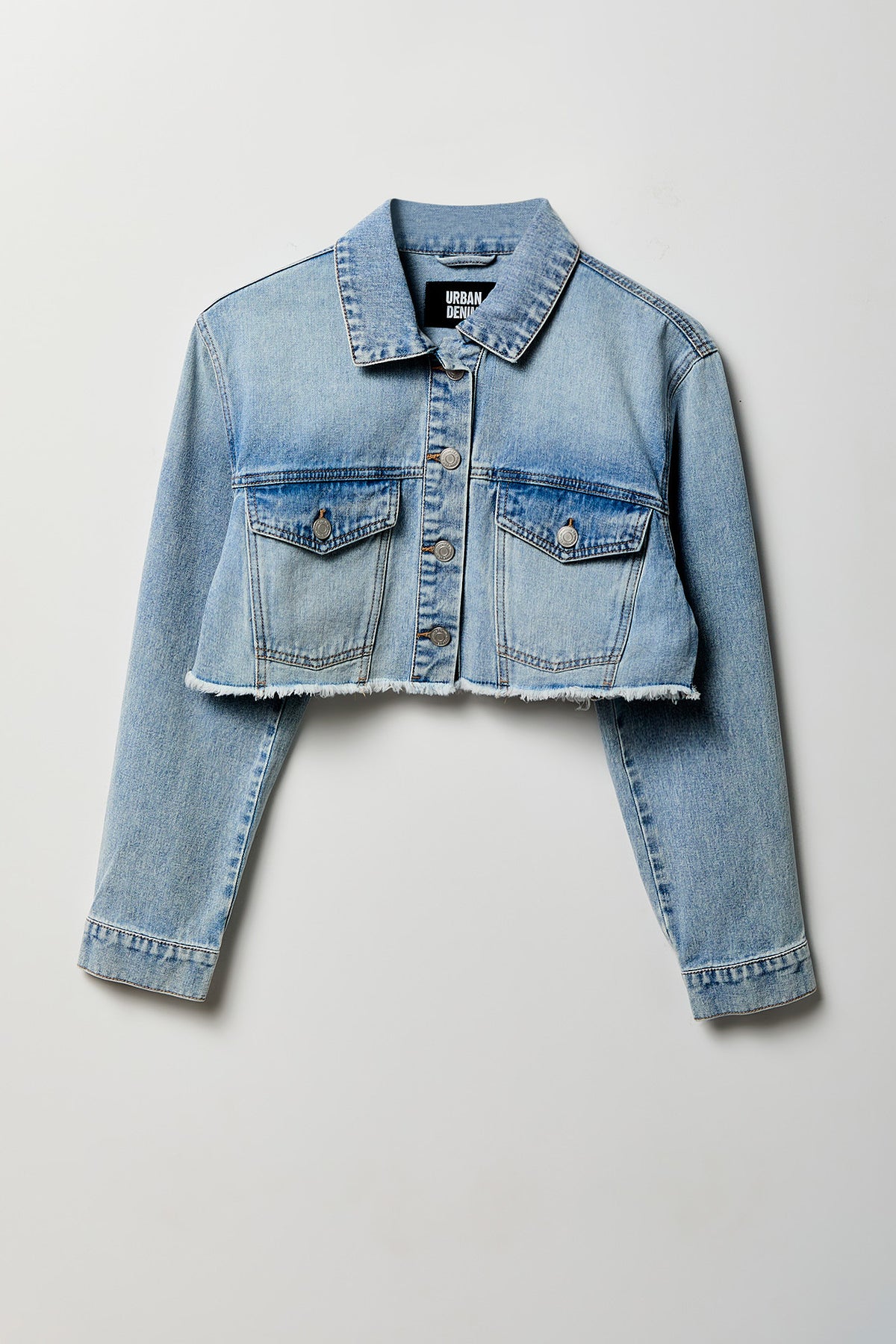 Cropped Denim Jacket - Light Denim Blue
