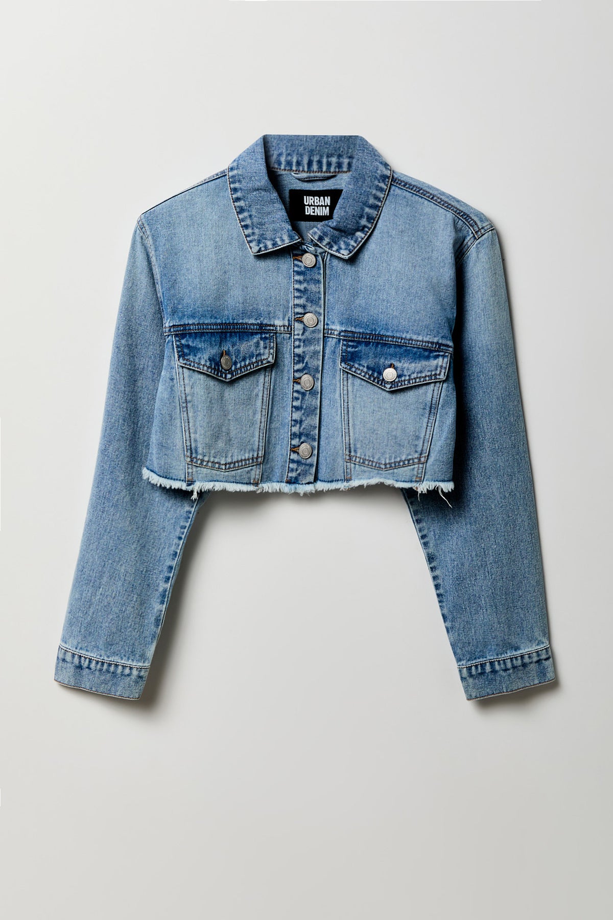 Cropped Denim Jacket - Medium Blue