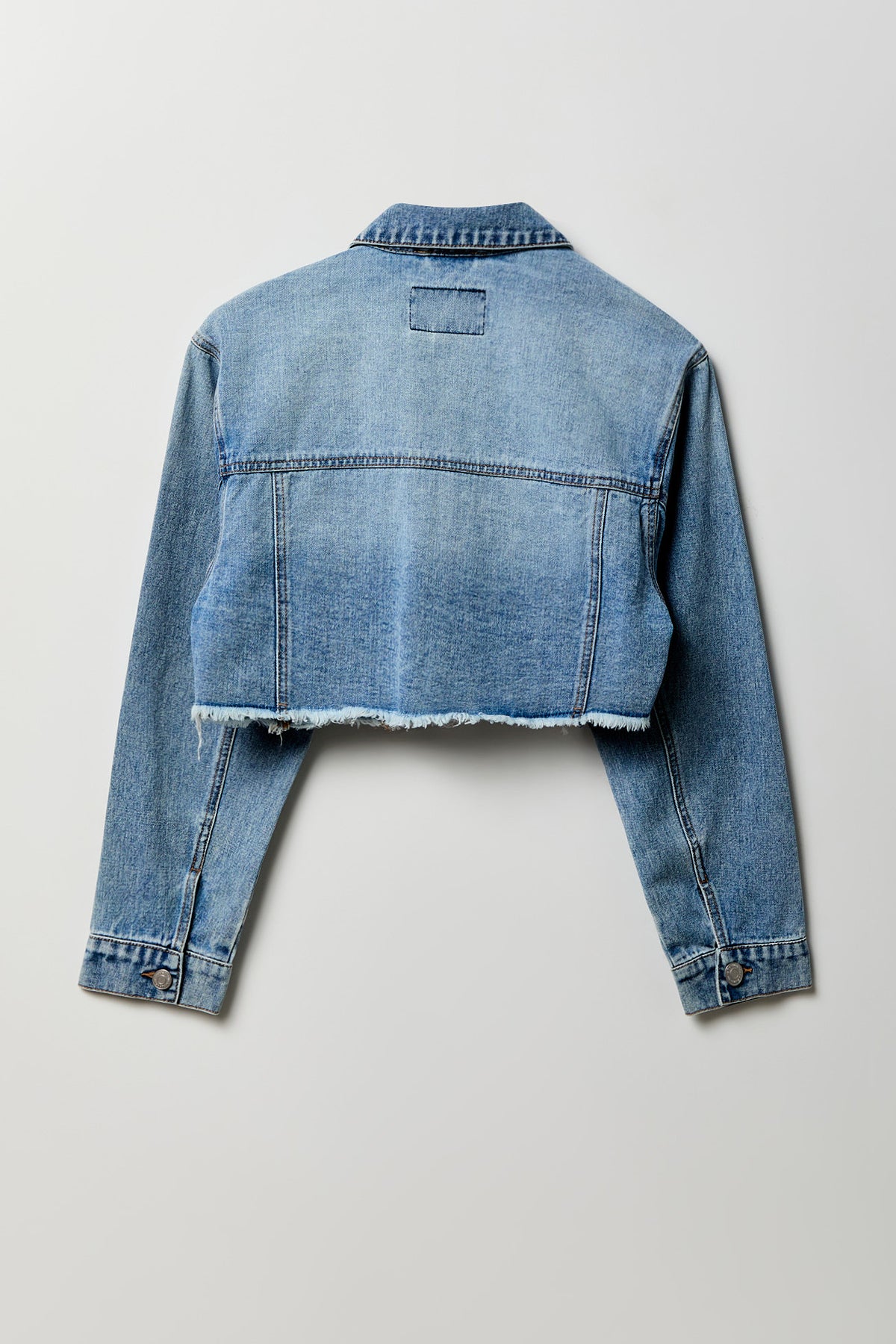 Alt View 2. Cropped Denim Jacket - Medium Blue