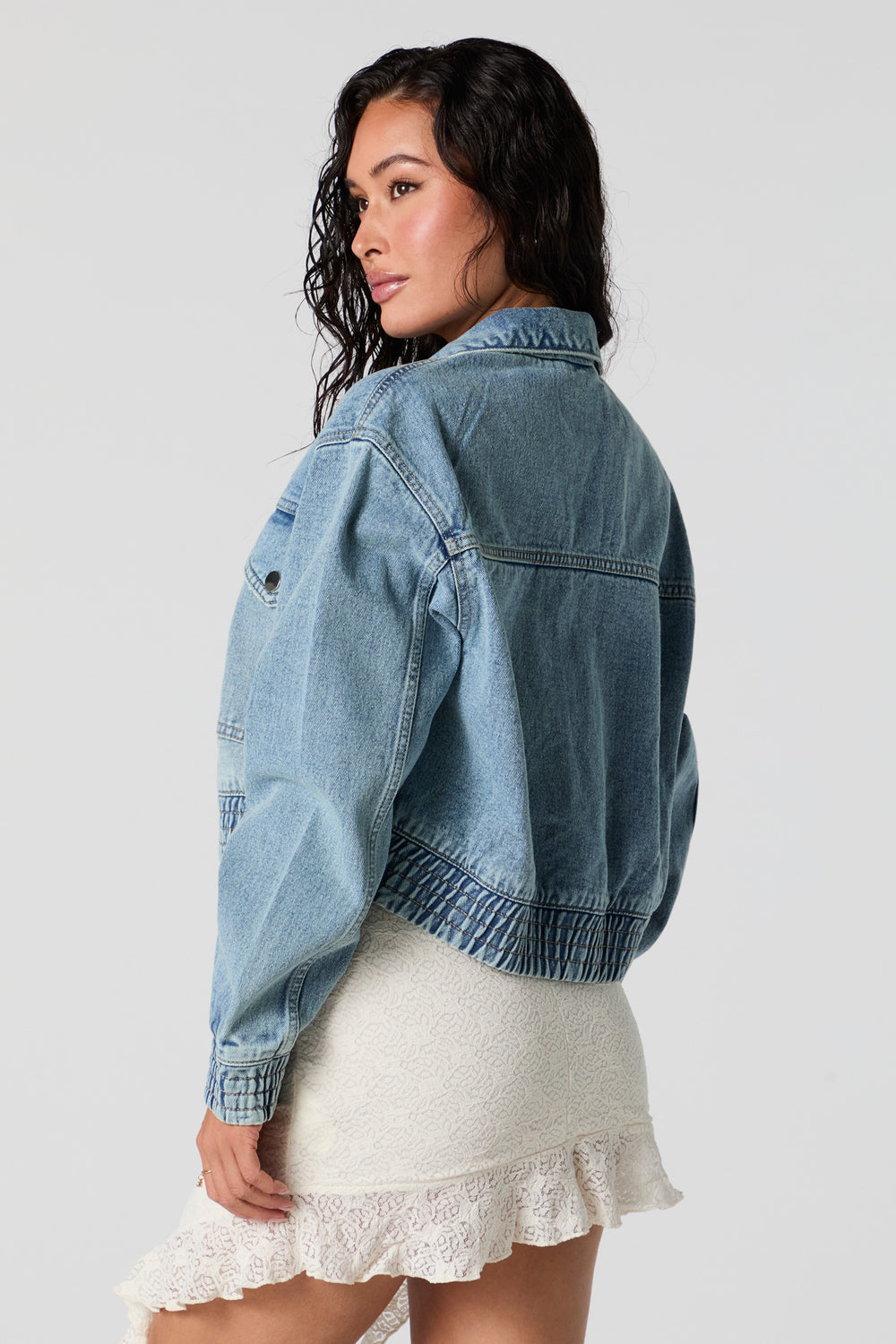 Cinched Hem Denim Jacket Cinched Hem Denim Jacket 2