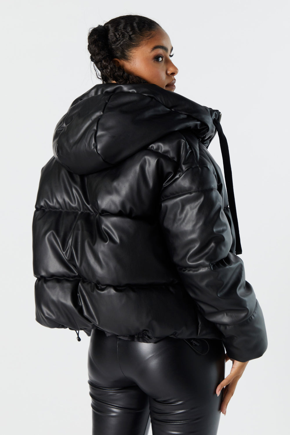 Faux Leather Oversized Puffer Jacket Faux Leather Oversized Puffer Jacket 3