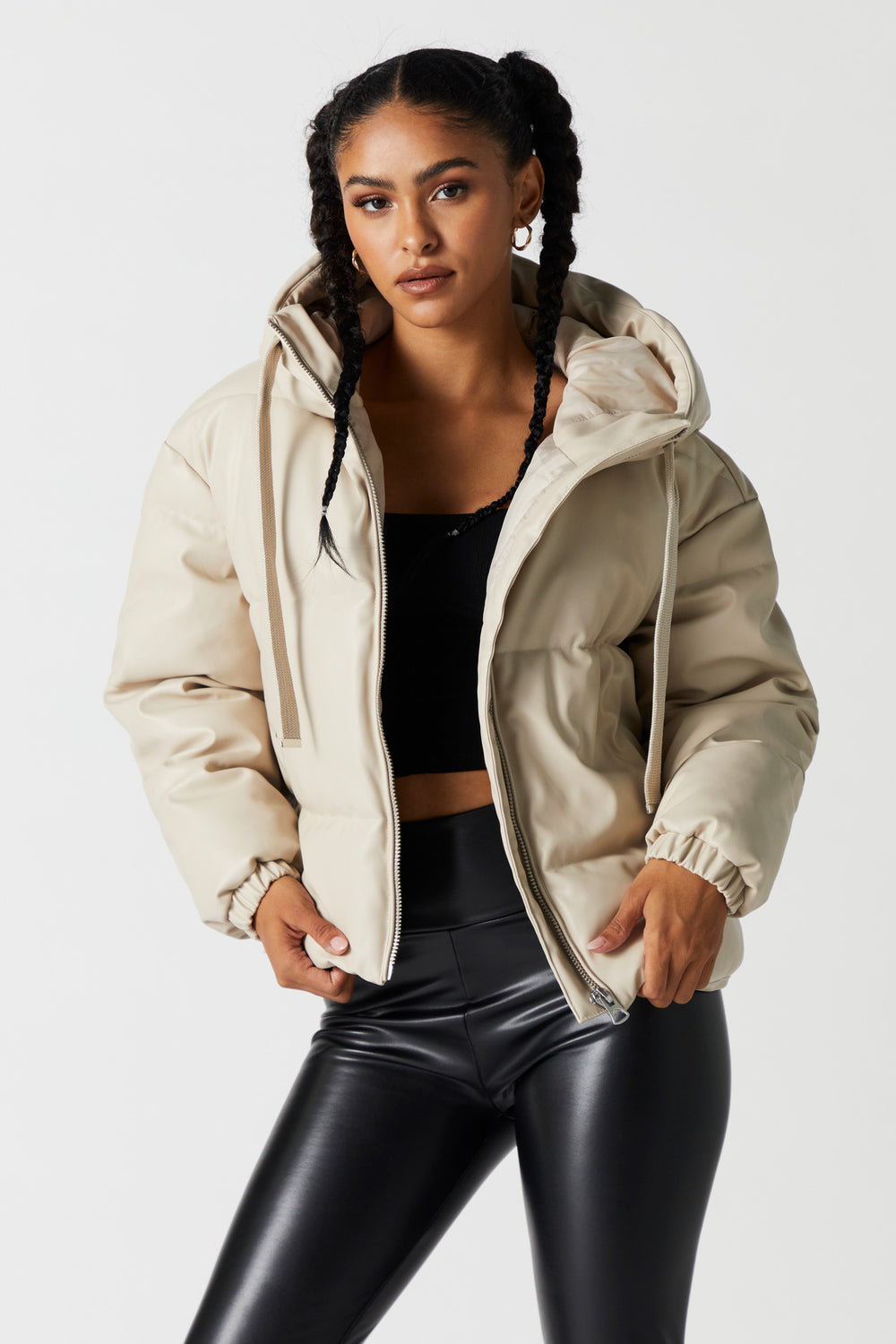 Faux Leather Oversized Puffer Jacket Faux Leather Oversized Puffer Jacket 1