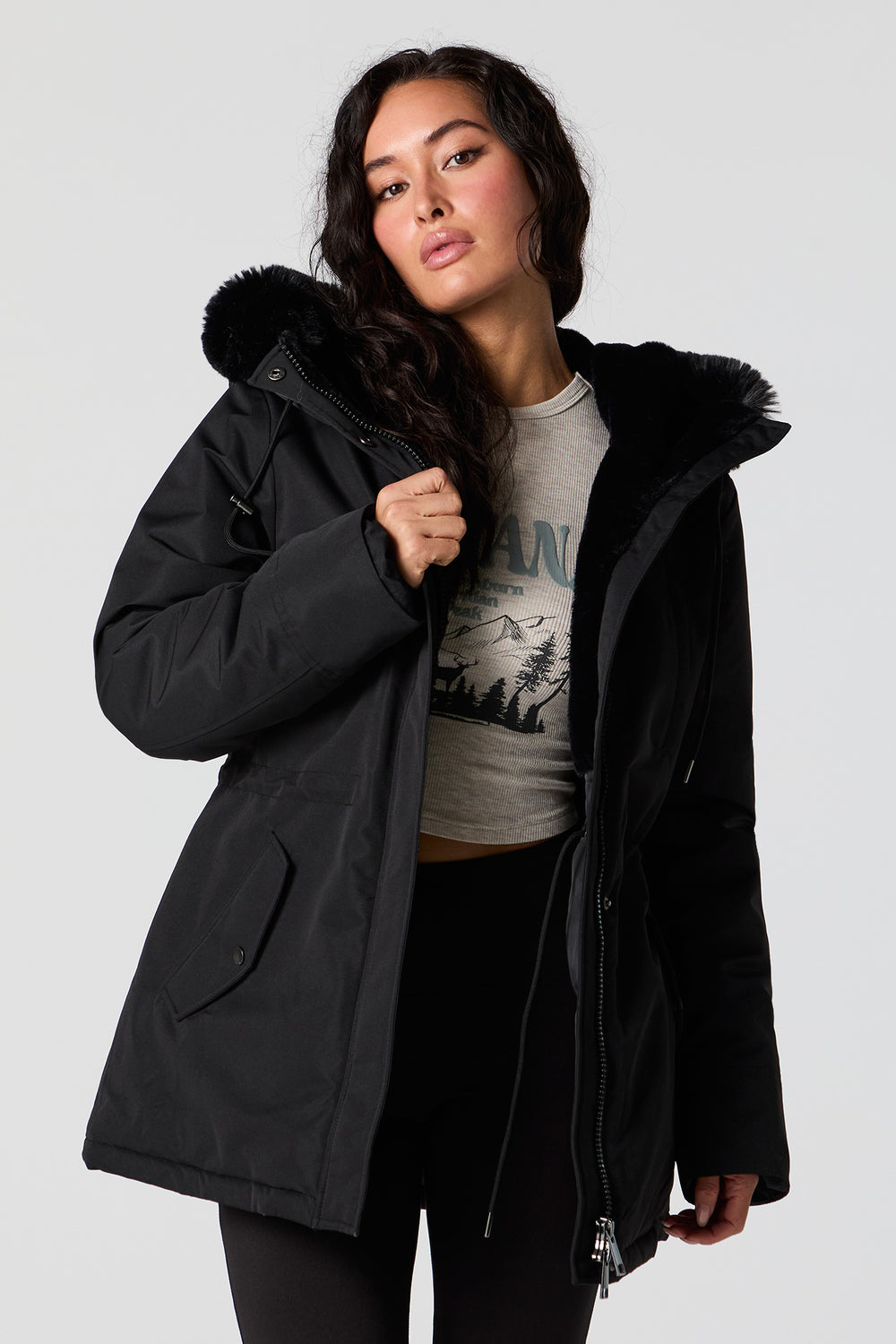 Faux Fur Lined Hooded Parka Faux Fur Lined Hooded Parka 4