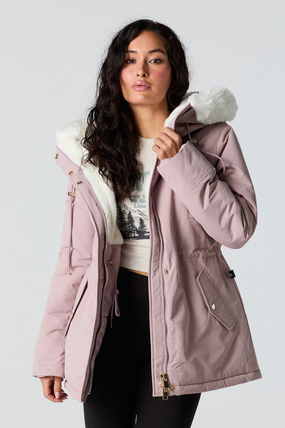 Faux Fur Lined Hooded Parka Faux Fur Lined Hooded Parka 1