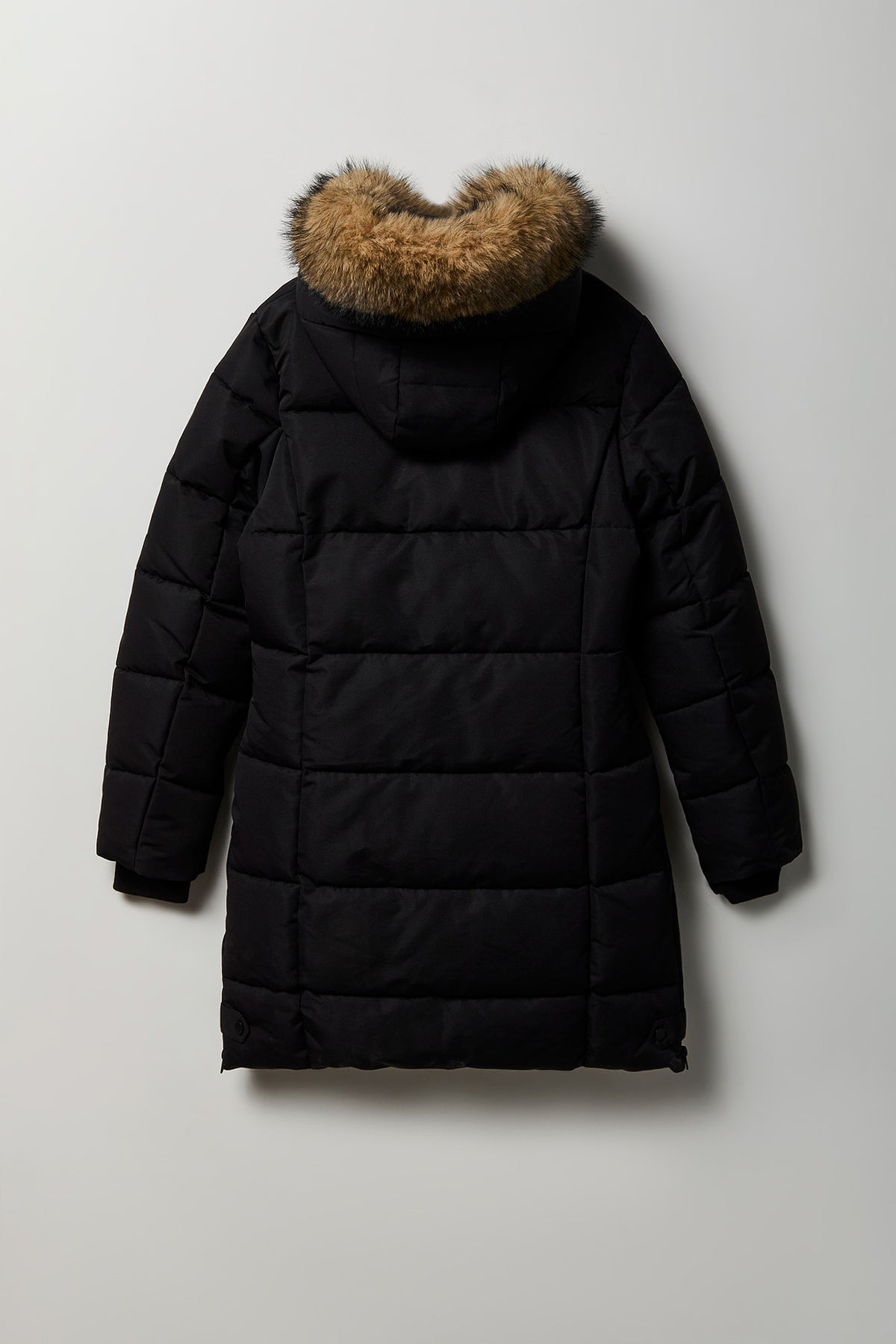 Alt View 2. City Faux Fur Trim Midi Puffer Jacket - Black