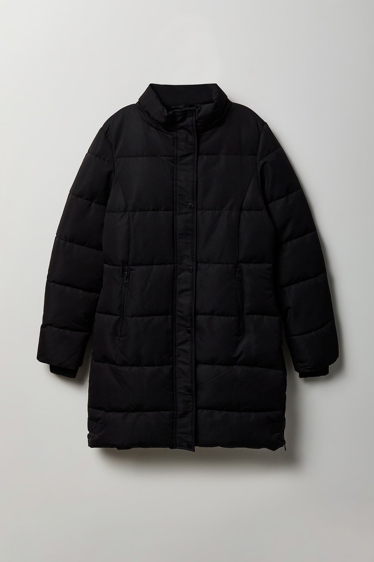 Alt View 3. City Faux Fur Trim Midi Puffer Jacket - Black