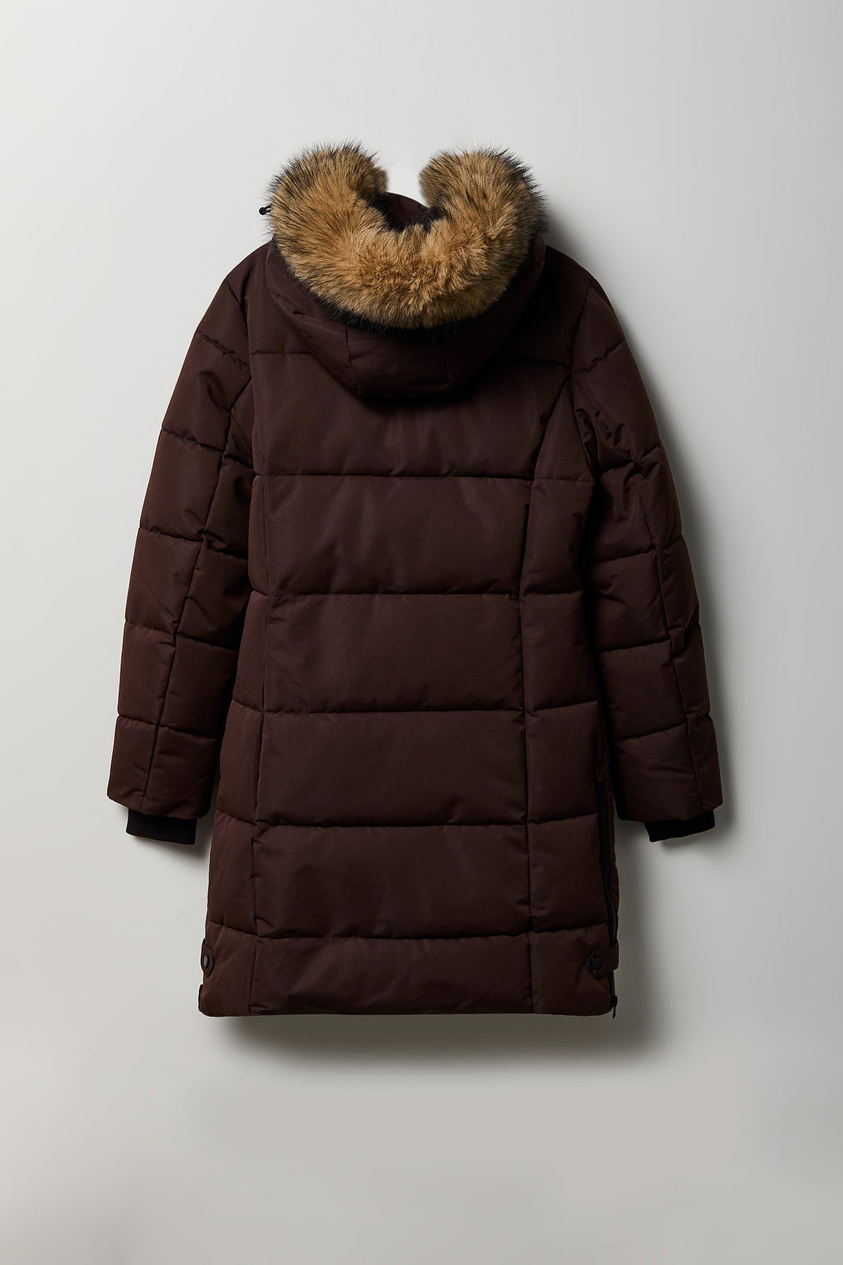 Alt View 2. City Faux Fur Trim Midi Puffer Jacket - Brown