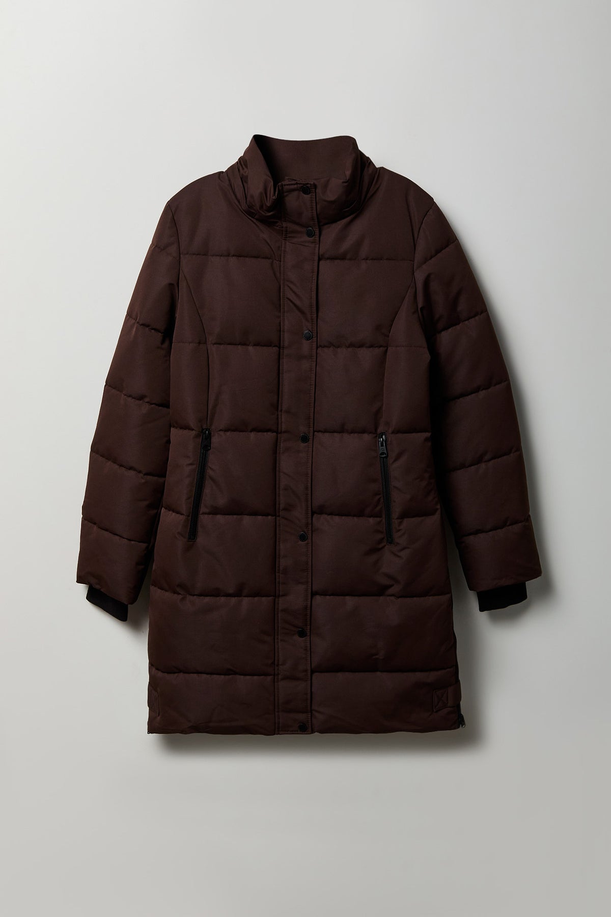 Alt View 3. City Faux Fur Trim Midi Puffer Jacket - Brown