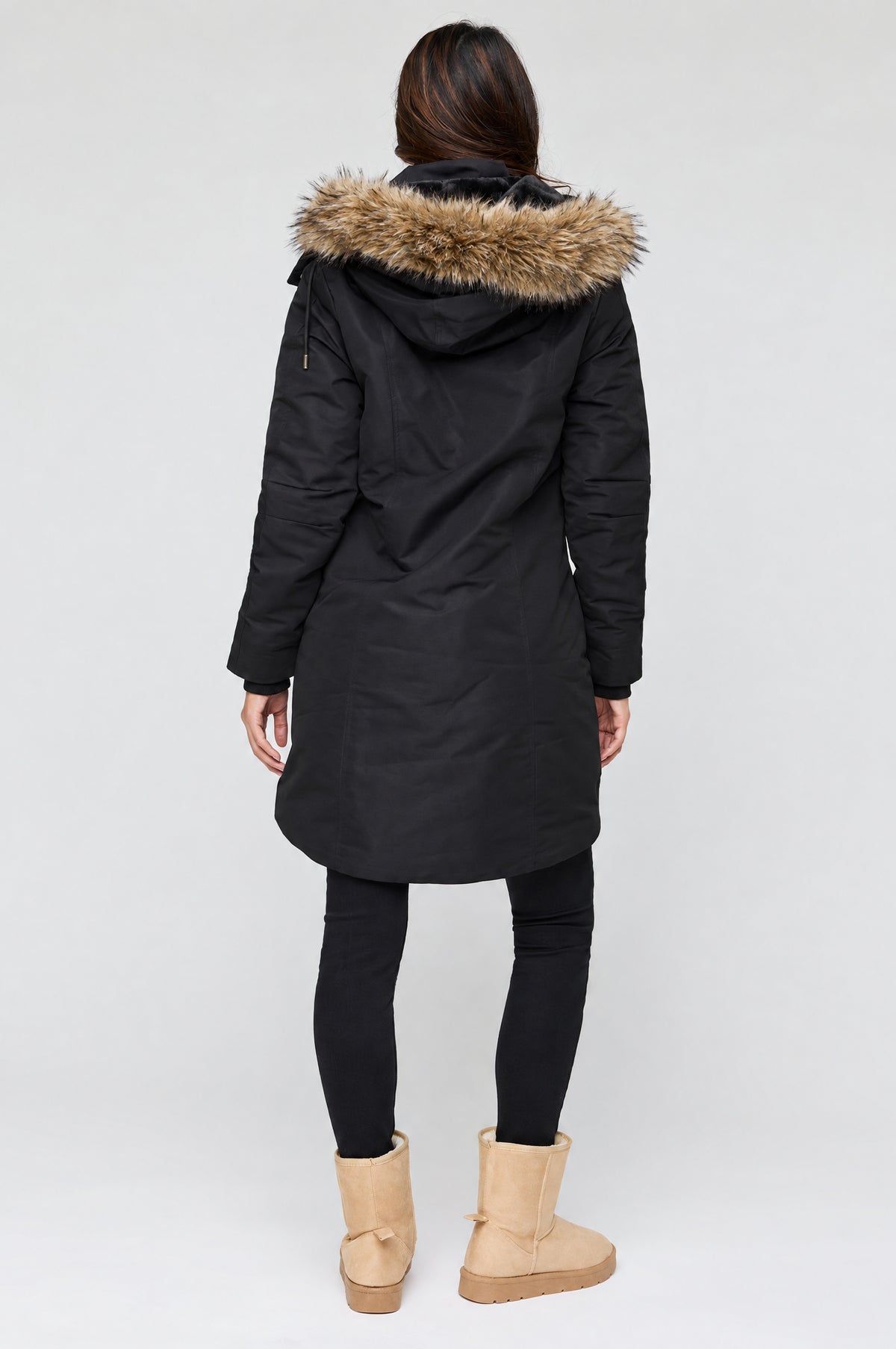 Alt View 3. Faux Fur Lined Midi Parka - Black