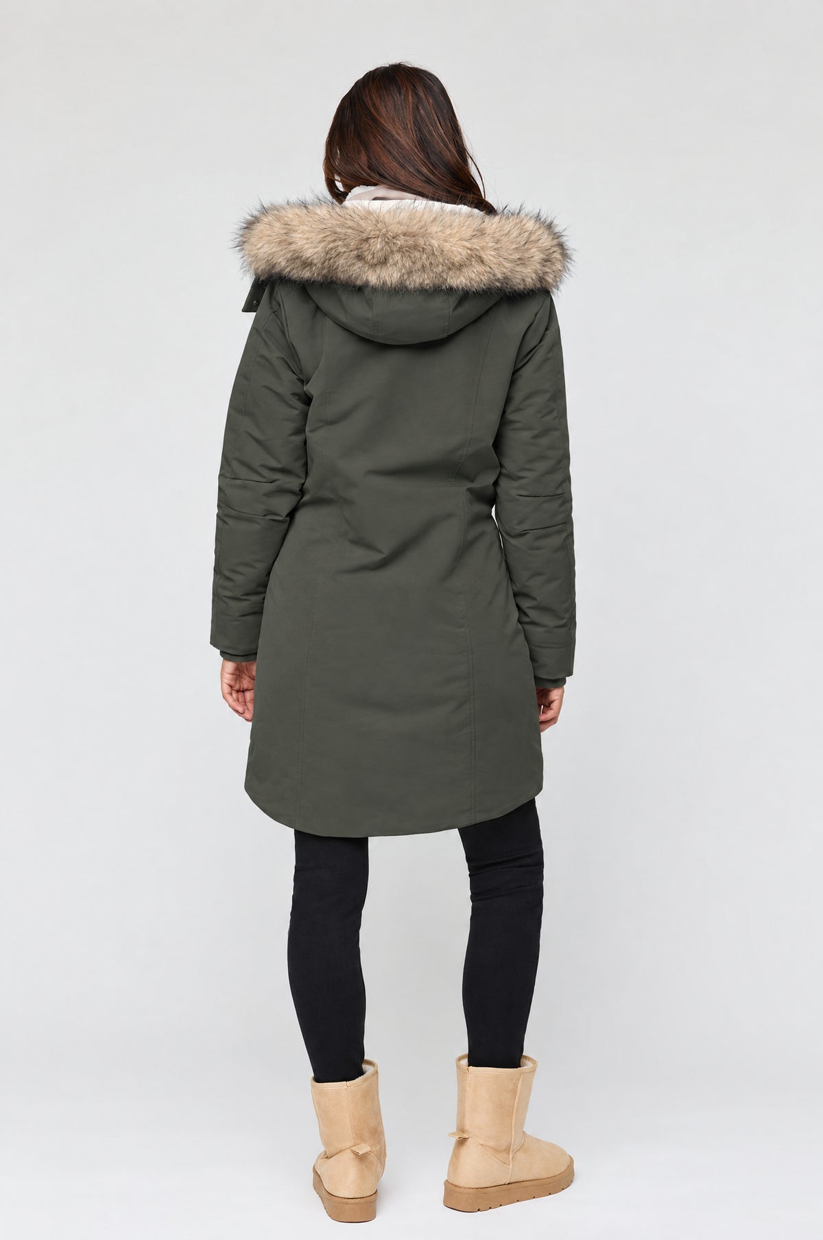 Alt View 3. Faux Fur Lined Midi Parka - Dark Green