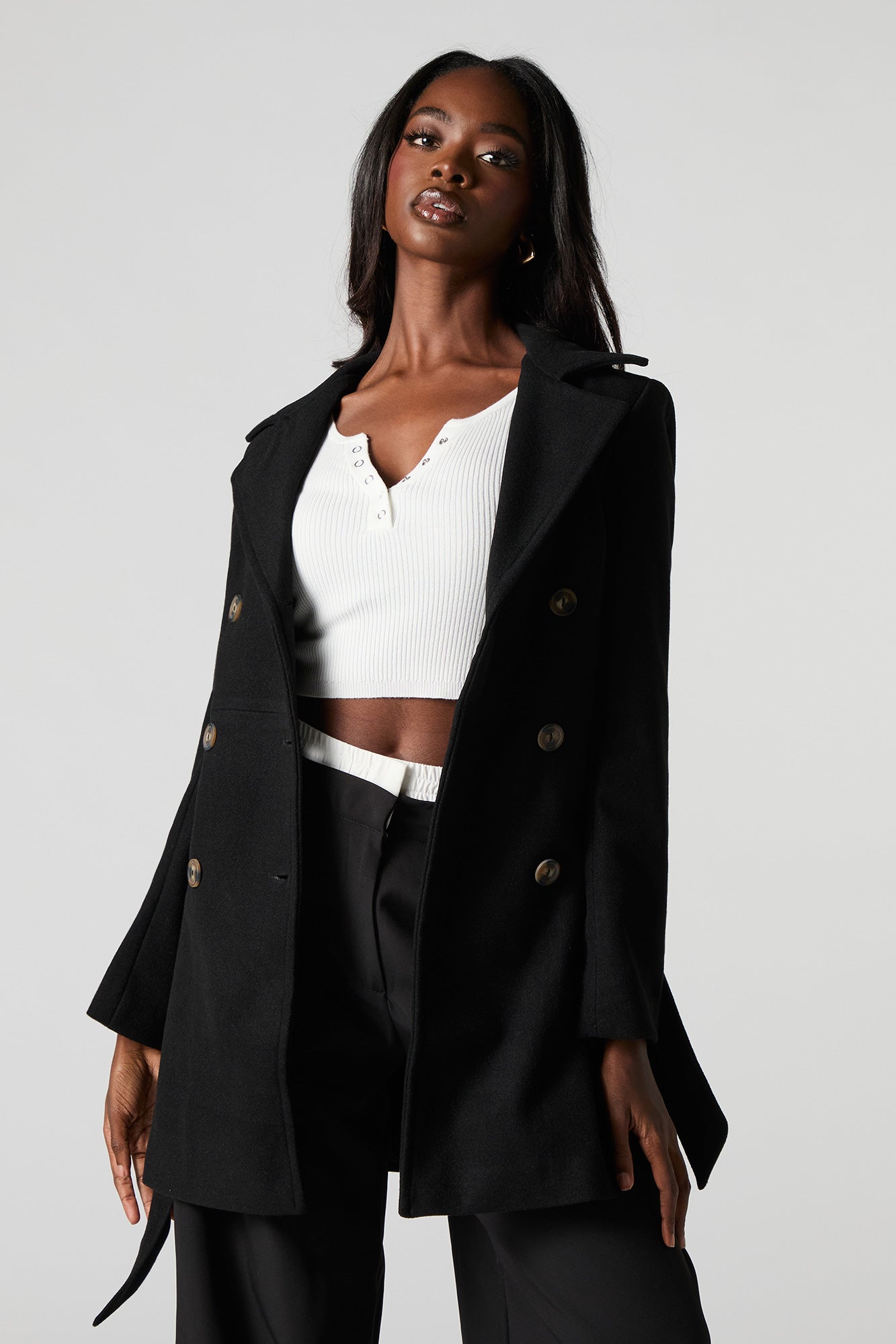 Double Breasted Belted Coat