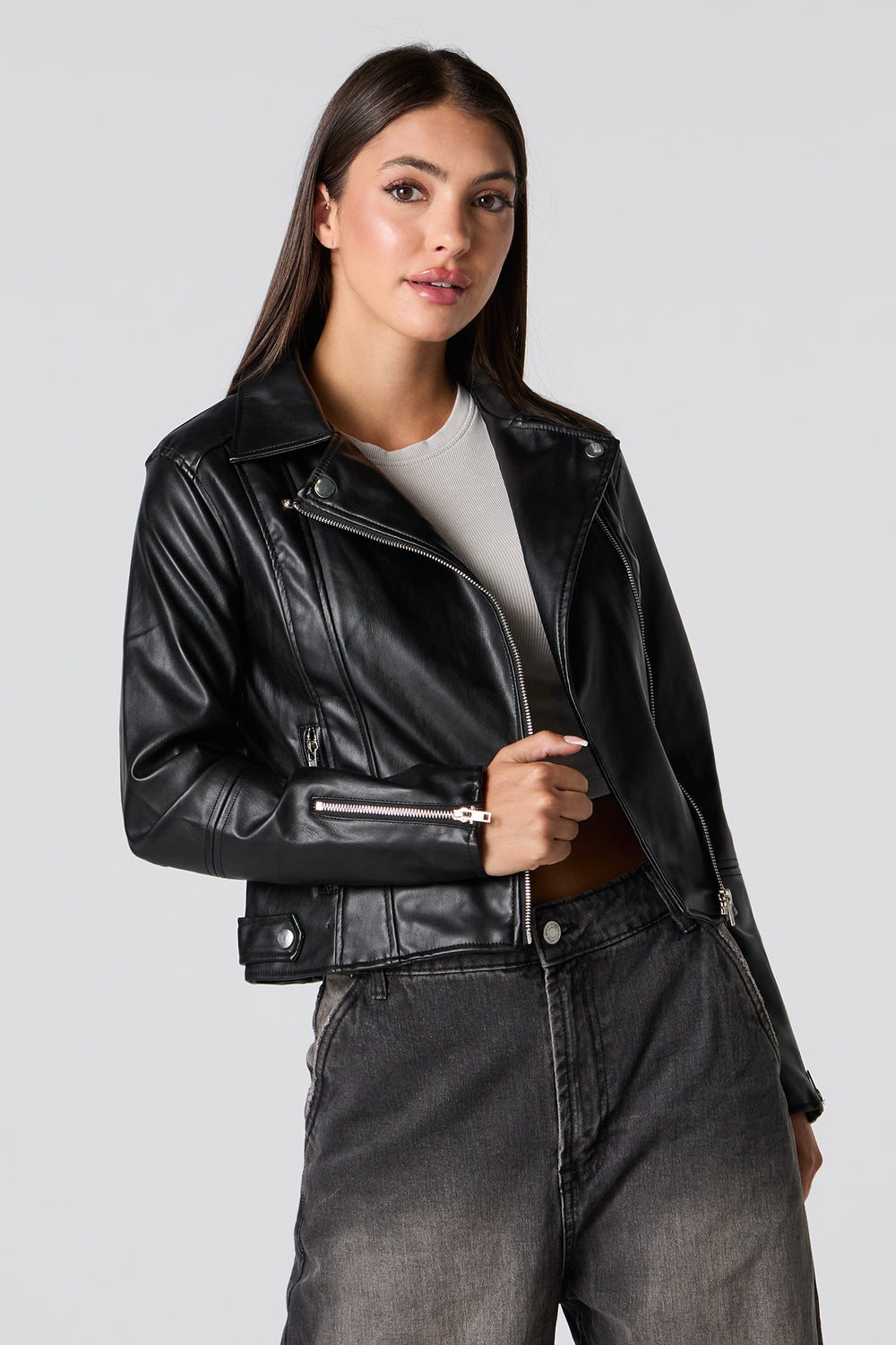 Faux leather biker waistcoat hotsell