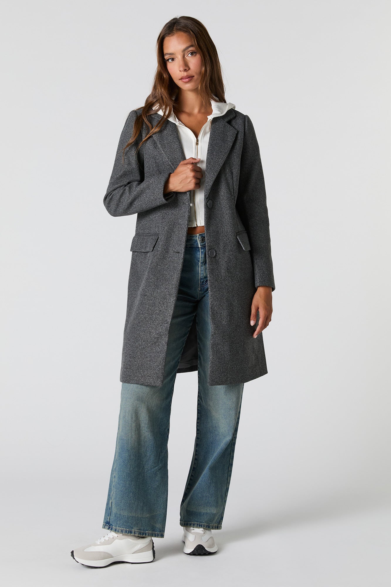 Grey button coat hotsell