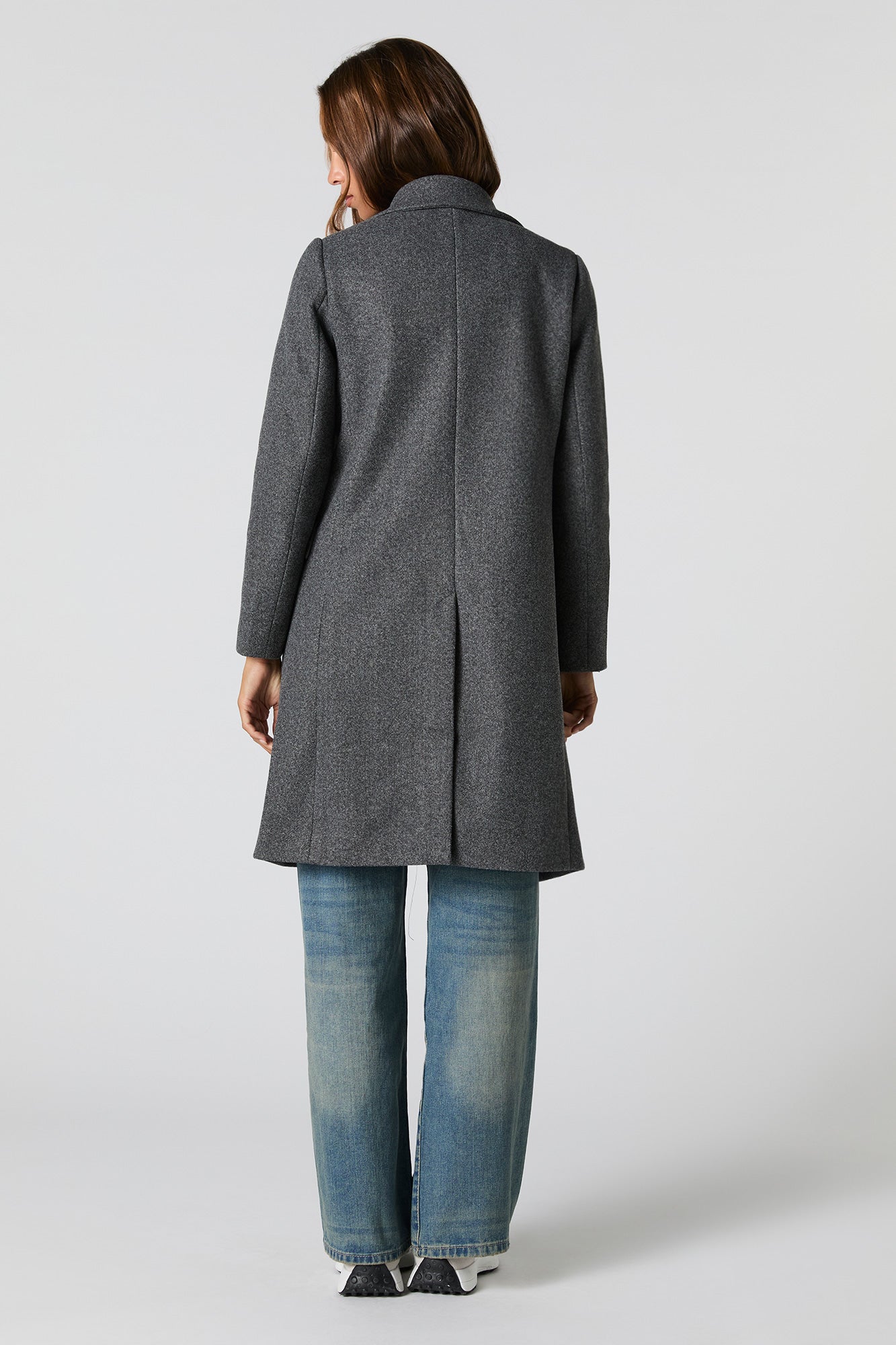 Grey button coat best sale