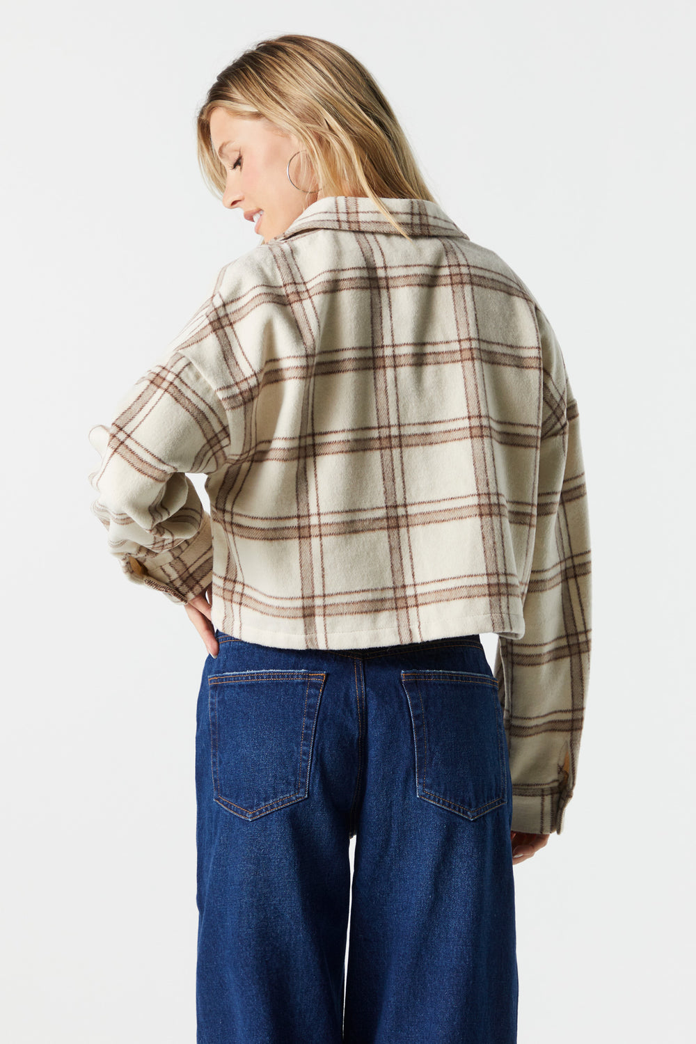 Plaid Button-Up Cropped Shacket Plaid Button-Up Cropped Shacket 5