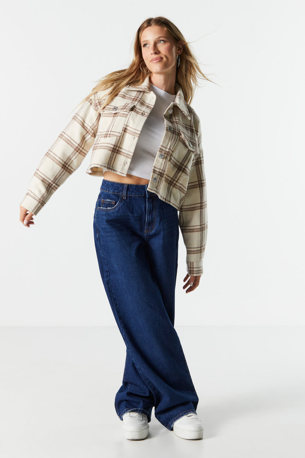 Plaid Button-Up Cropped Shacket Plaid Button-Up Cropped Shacket 6