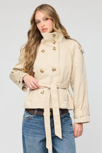 Mock Neck Trench Coat