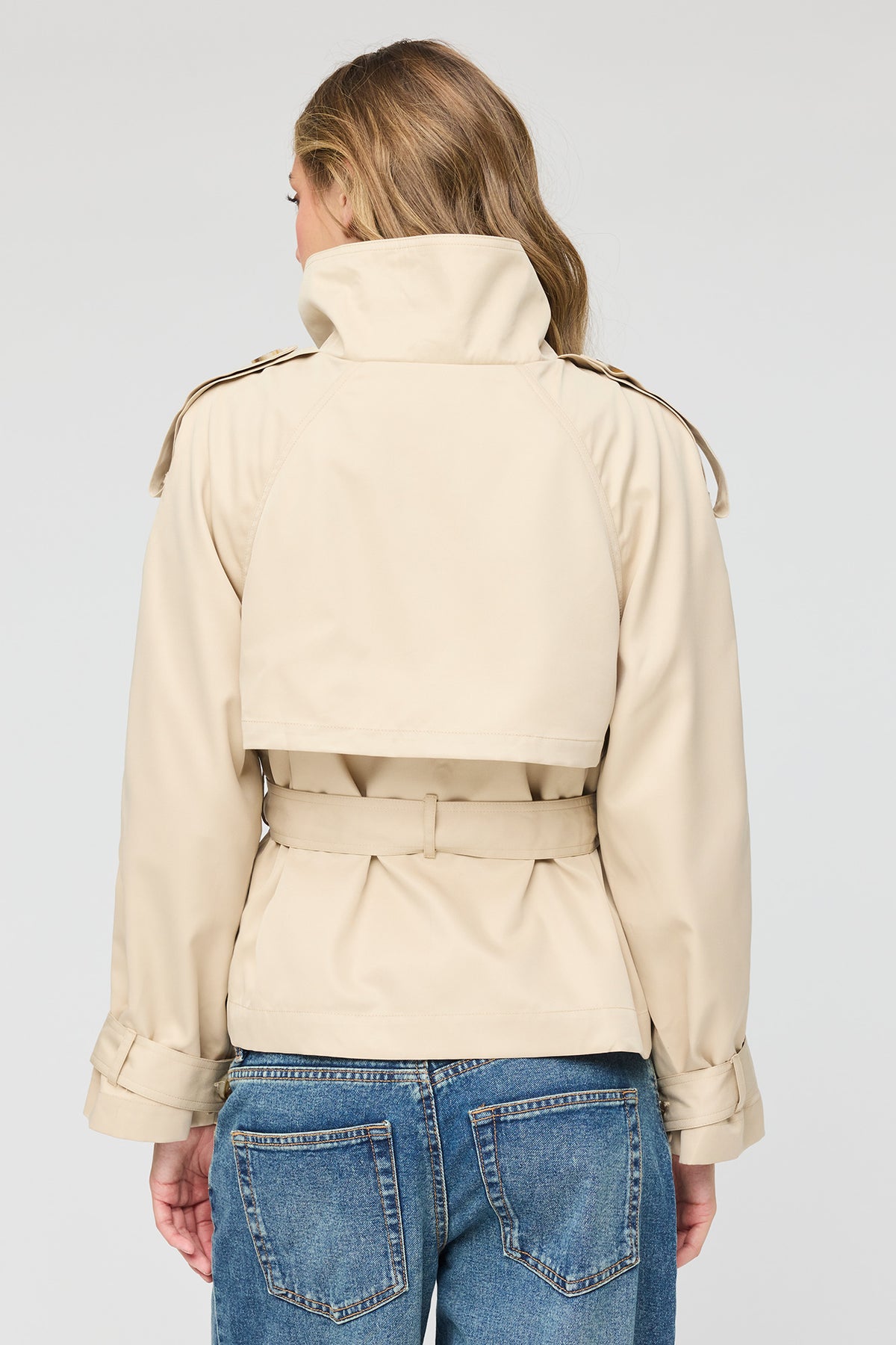 Alt View 2. Mock Neck Trench Coat - Tan