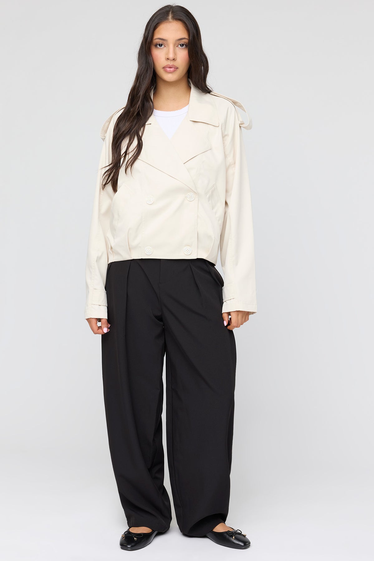 Alt View 3. Short Trench Coat - Oatmeal