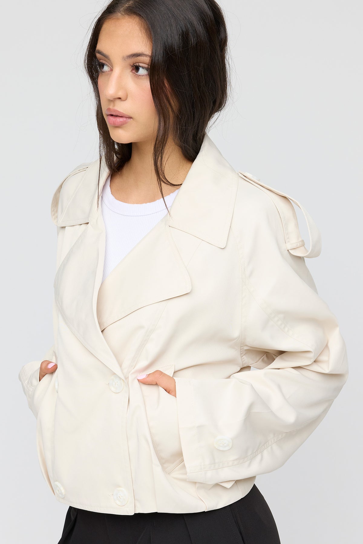 Alt View 4. Short Trench Coat - Oatmeal