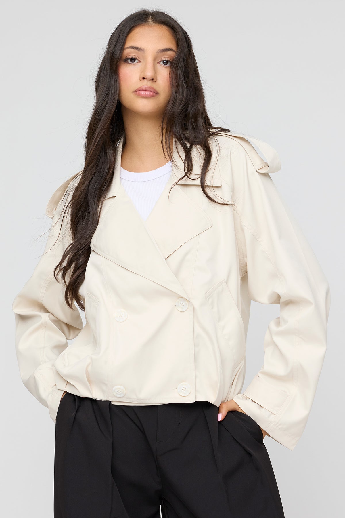 Short Trench Coat - Oatmeal