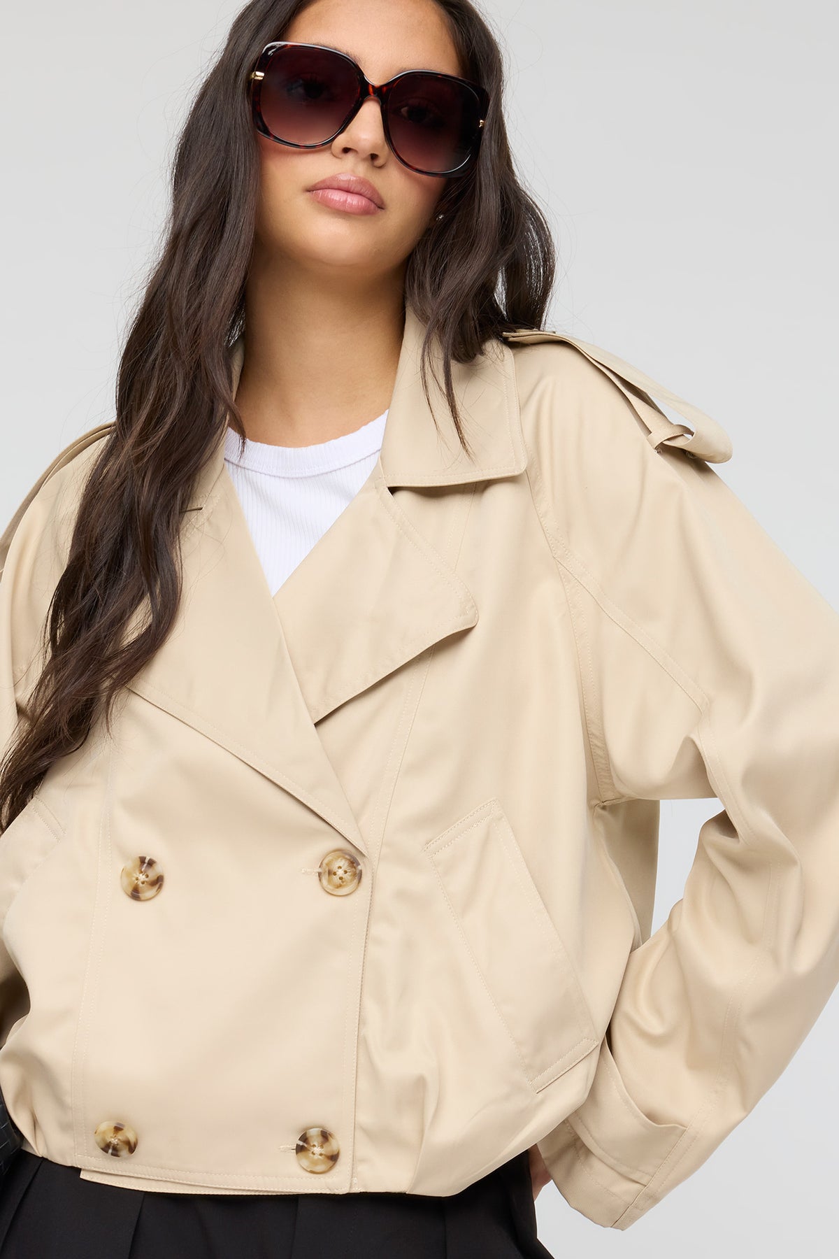 Alt View 4. Short Trench Coat - Tan