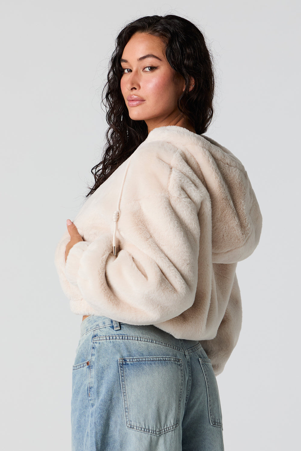 Faux Fur Hooded Bomber Jacket Charlotte Russe