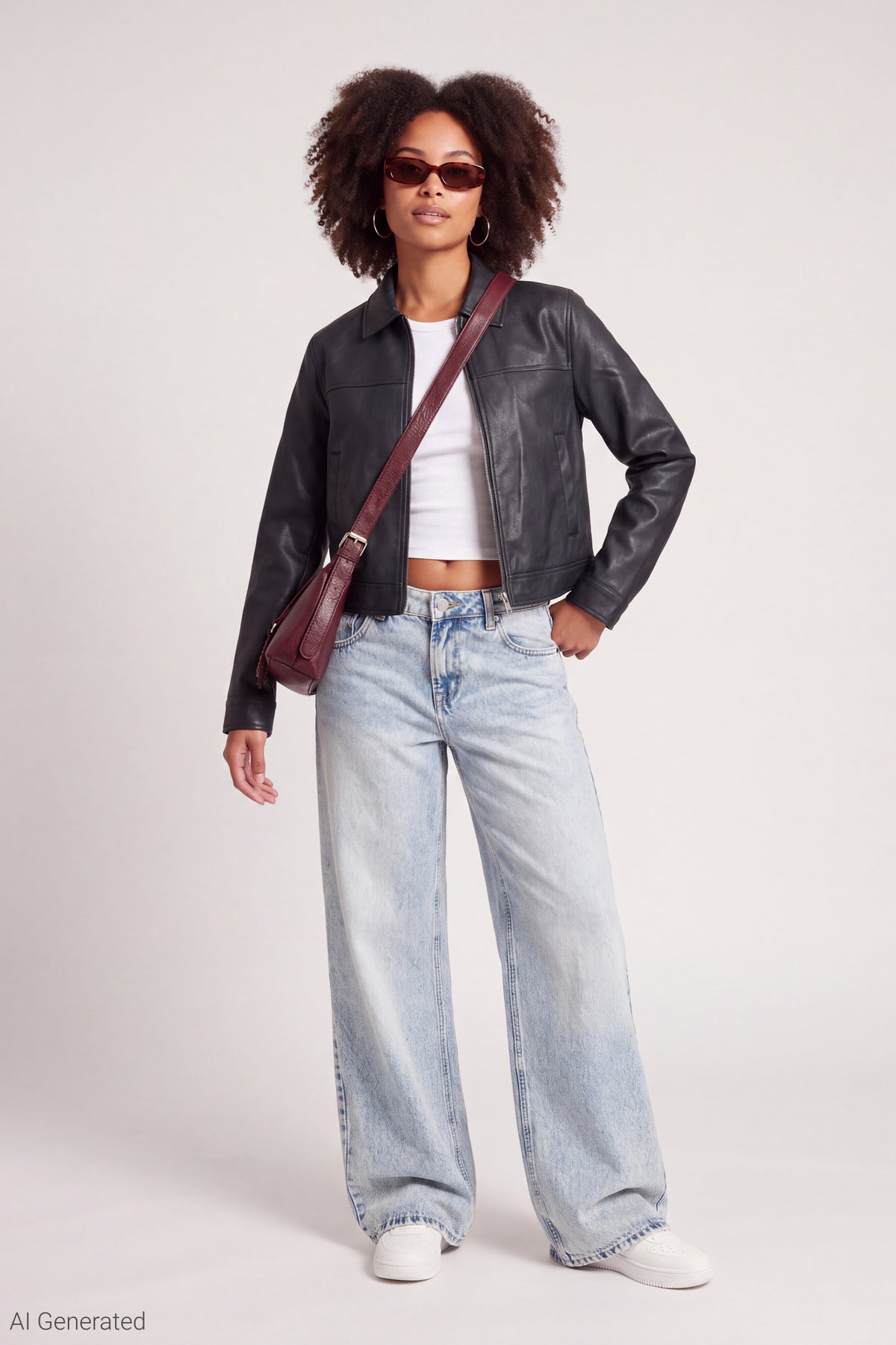 Alt View 2. Faux Leather Boxy Jacket - Black