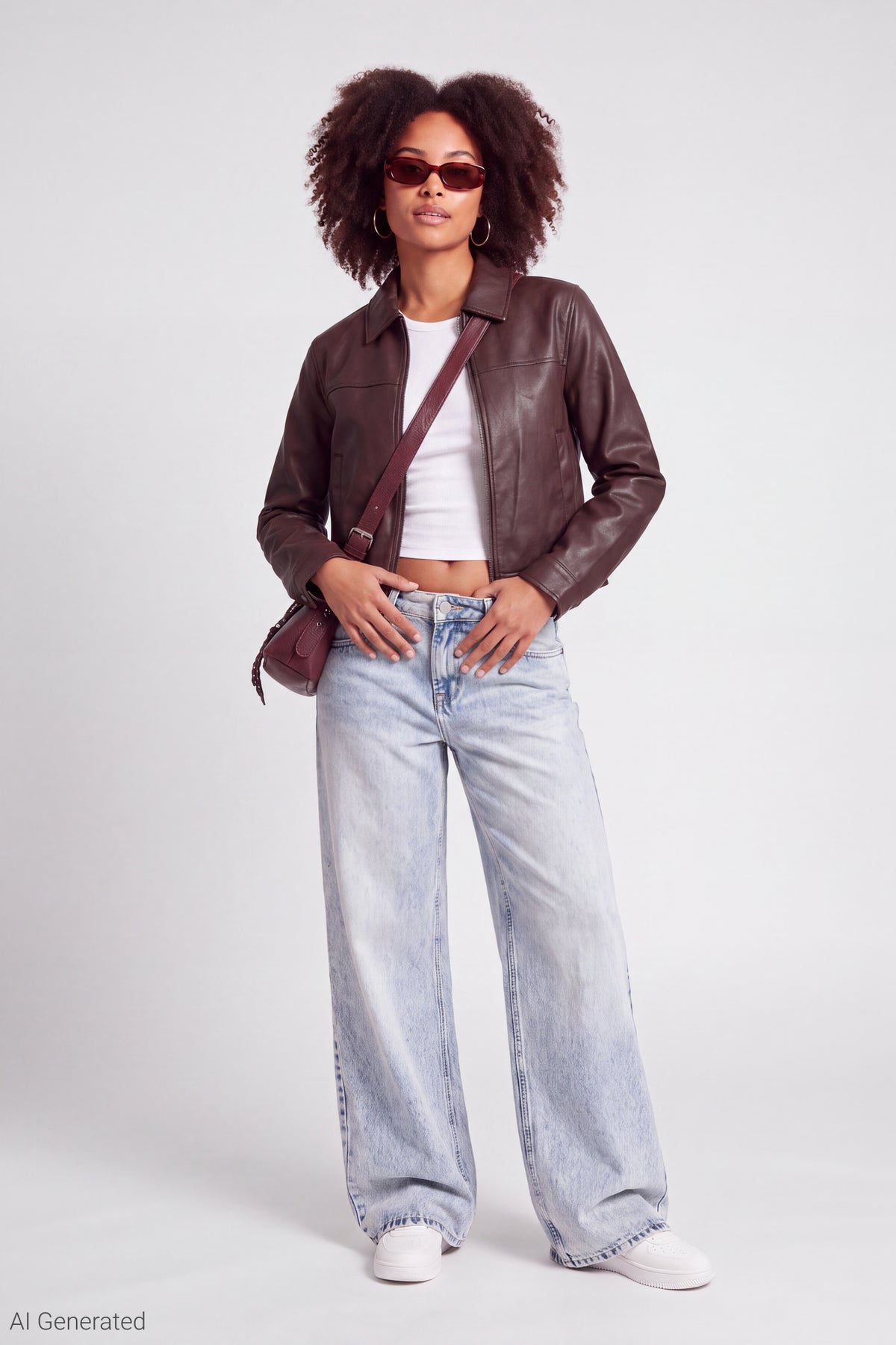 Alt View 2. Faux Leather Boxy Jacket - Burgundy