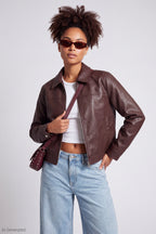 Faux Leather Boxy Jacket