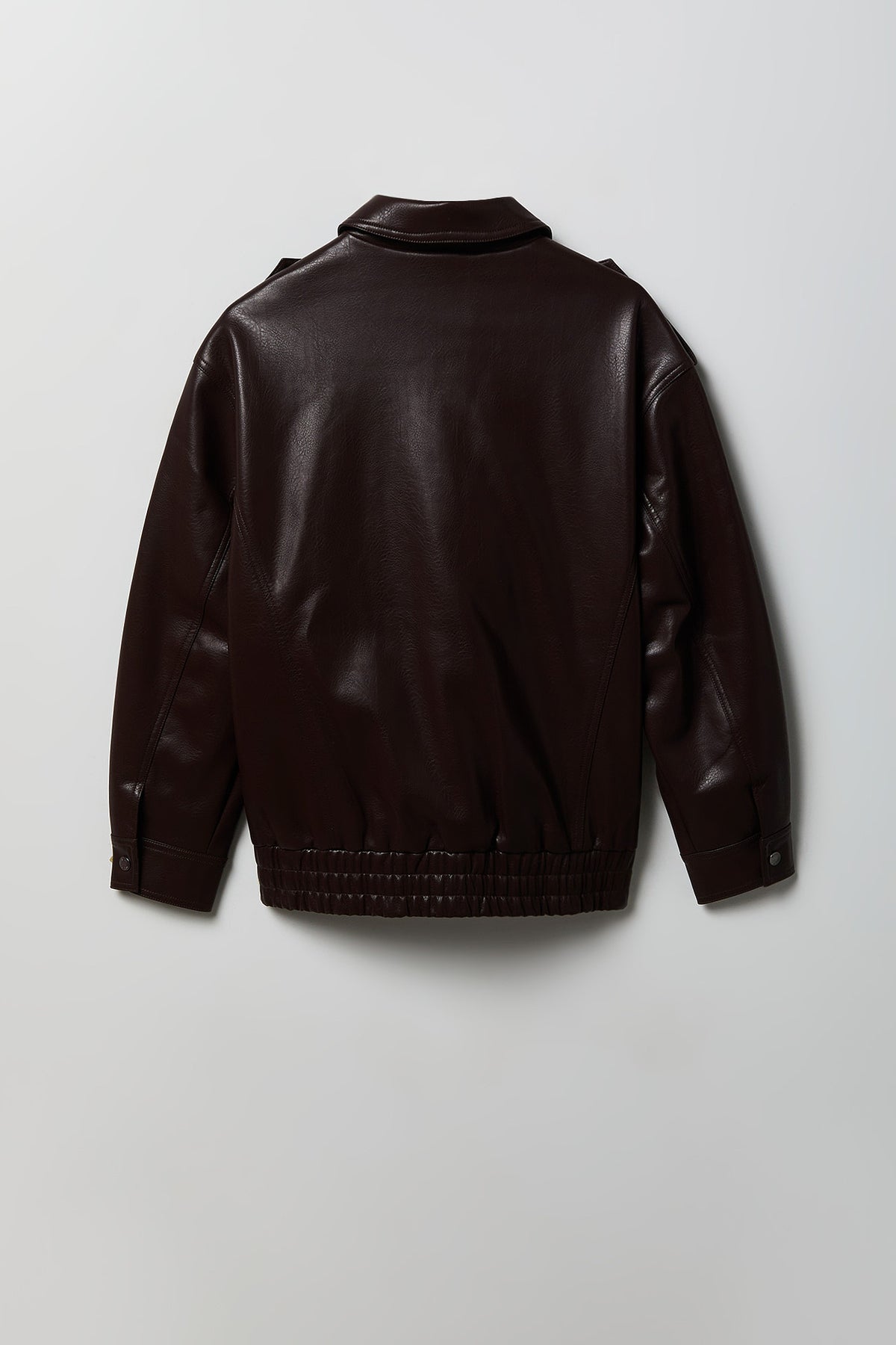 Alt View 2. Faux Leather Oversized Jacket - Brown