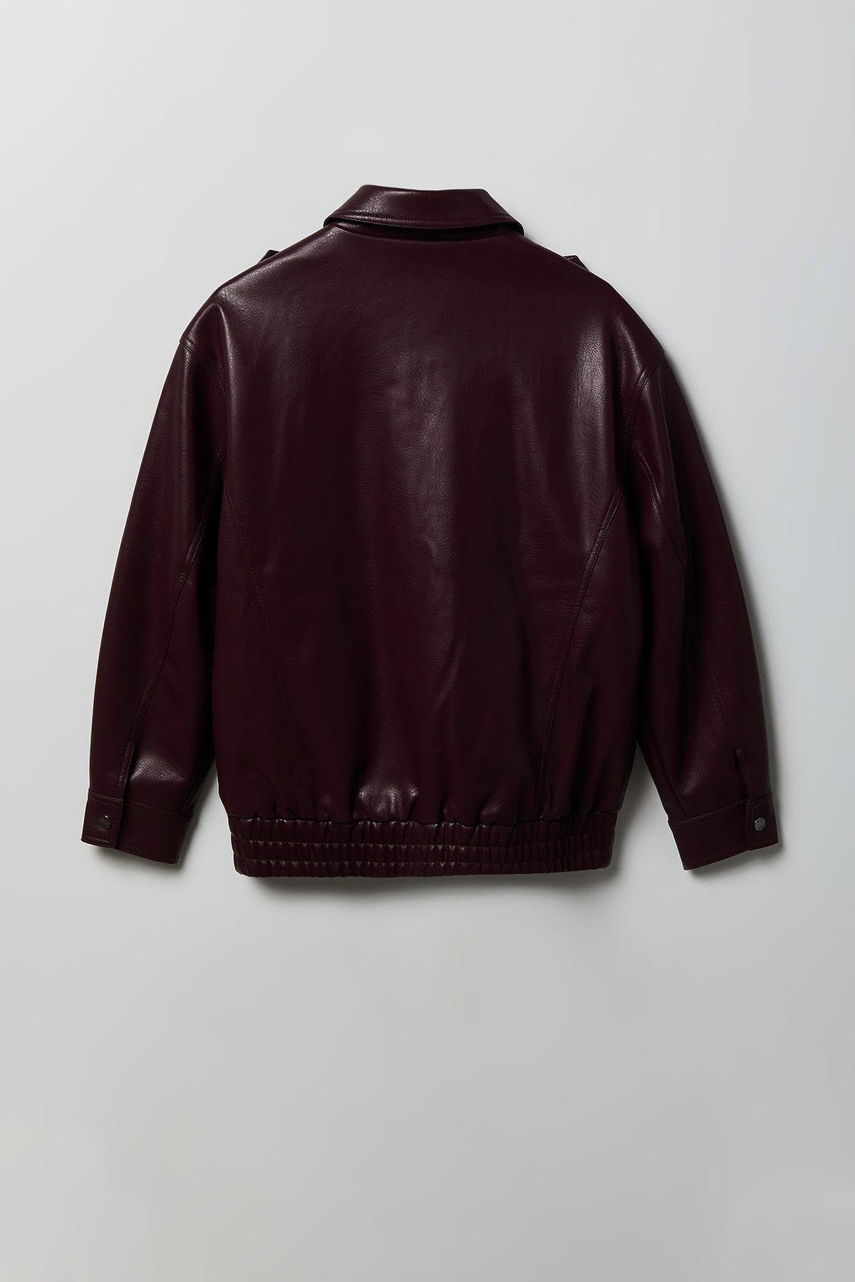 Alt View 2. Faux Leather Oversized Jacket - Burgundy