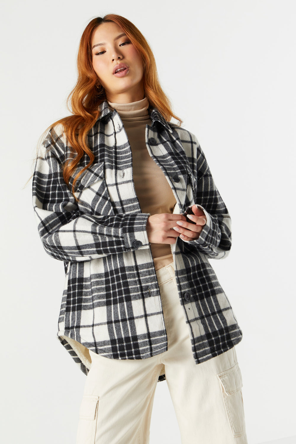 Grey and Blue Plaid Sherpa Flannel Grey and Blue Plaid Sherpa Flannel 25