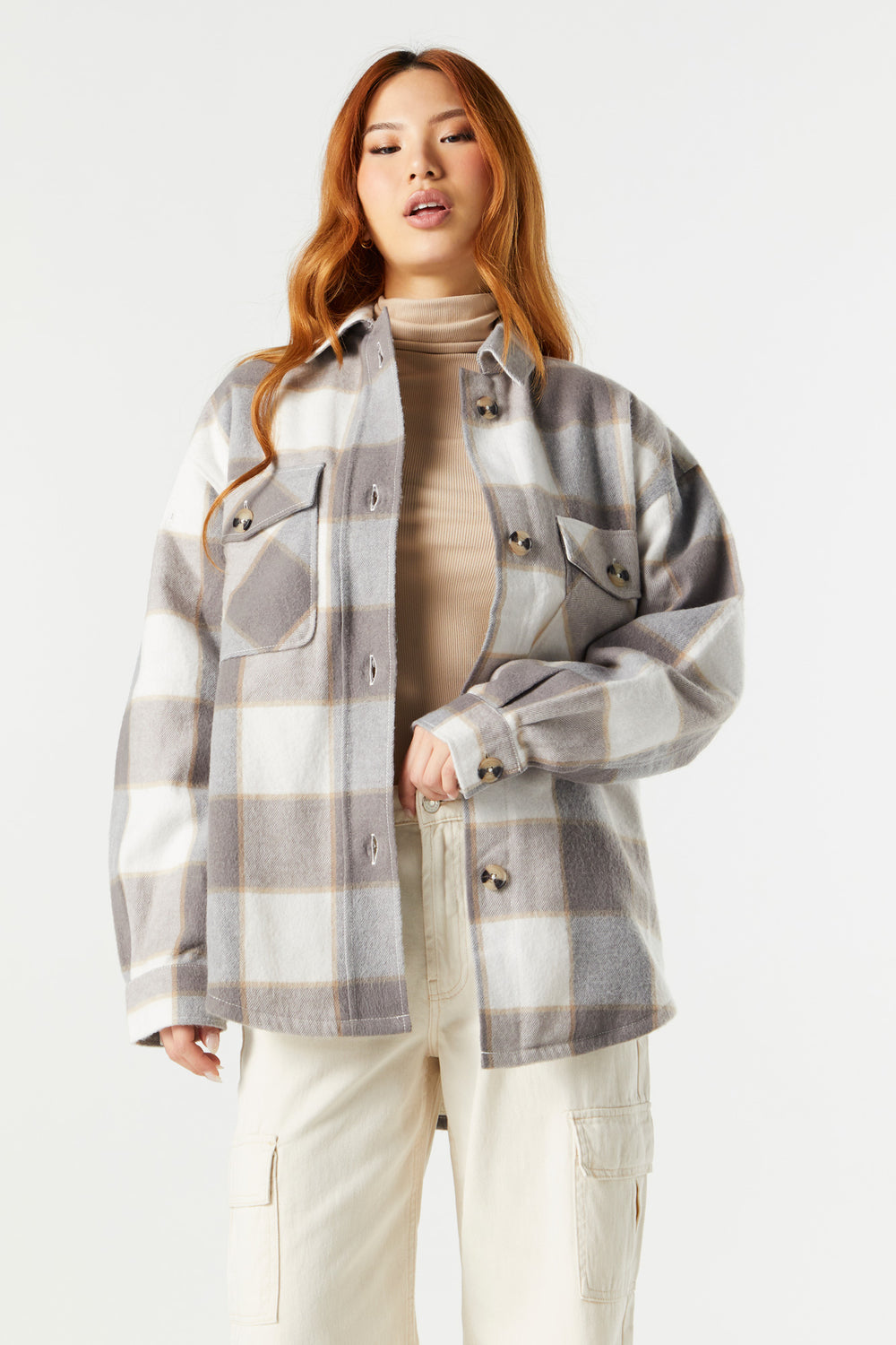 Grey and Blue Plaid Sherpa Flannel Grey and Blue Plaid Sherpa Flannel 39