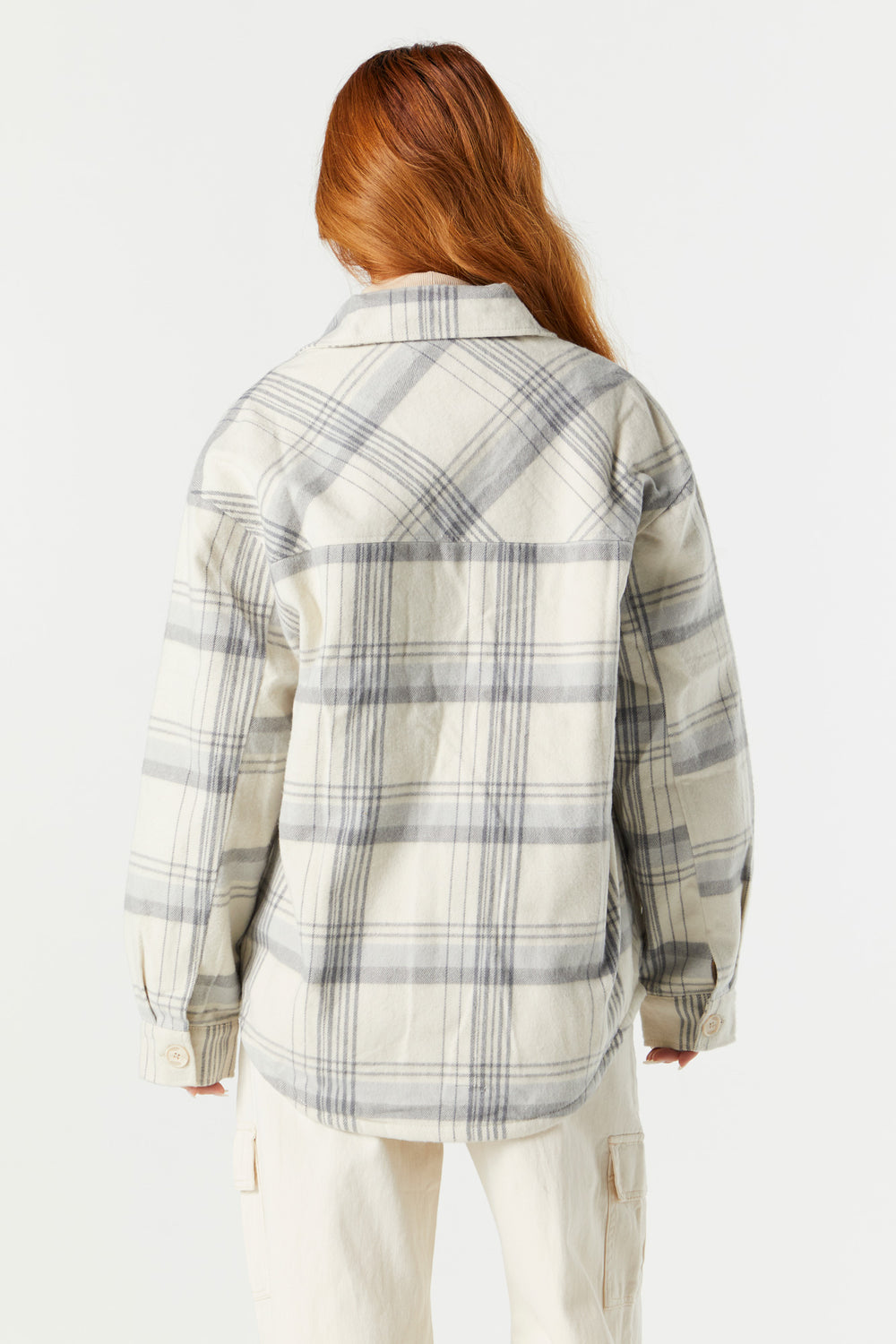 Grey and Blue Plaid Sherpa Flannel Grey and Blue Plaid Sherpa Flannel 55