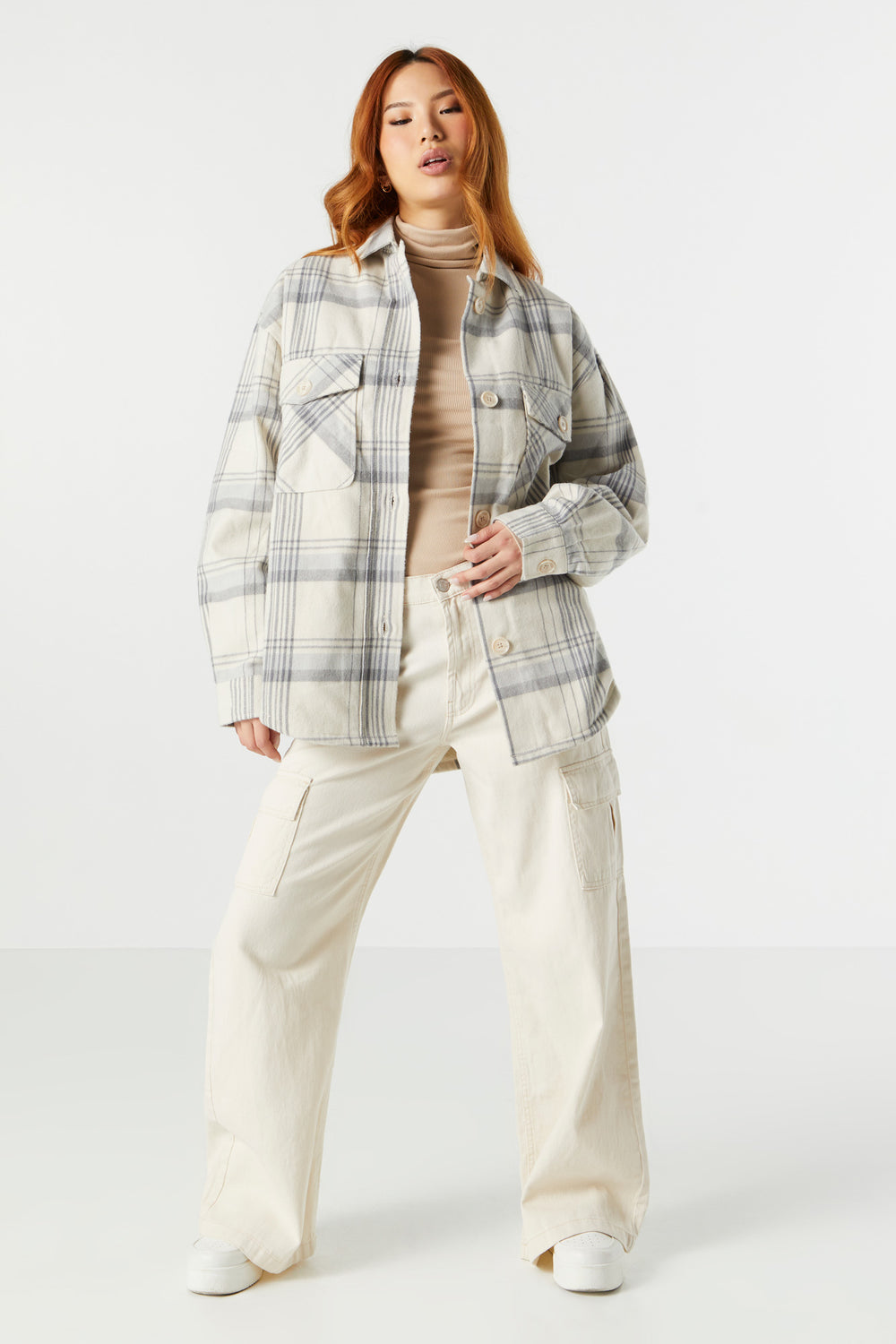 Grey and Blue Plaid Sherpa Flannel Grey and Blue Plaid Sherpa Flannel 23