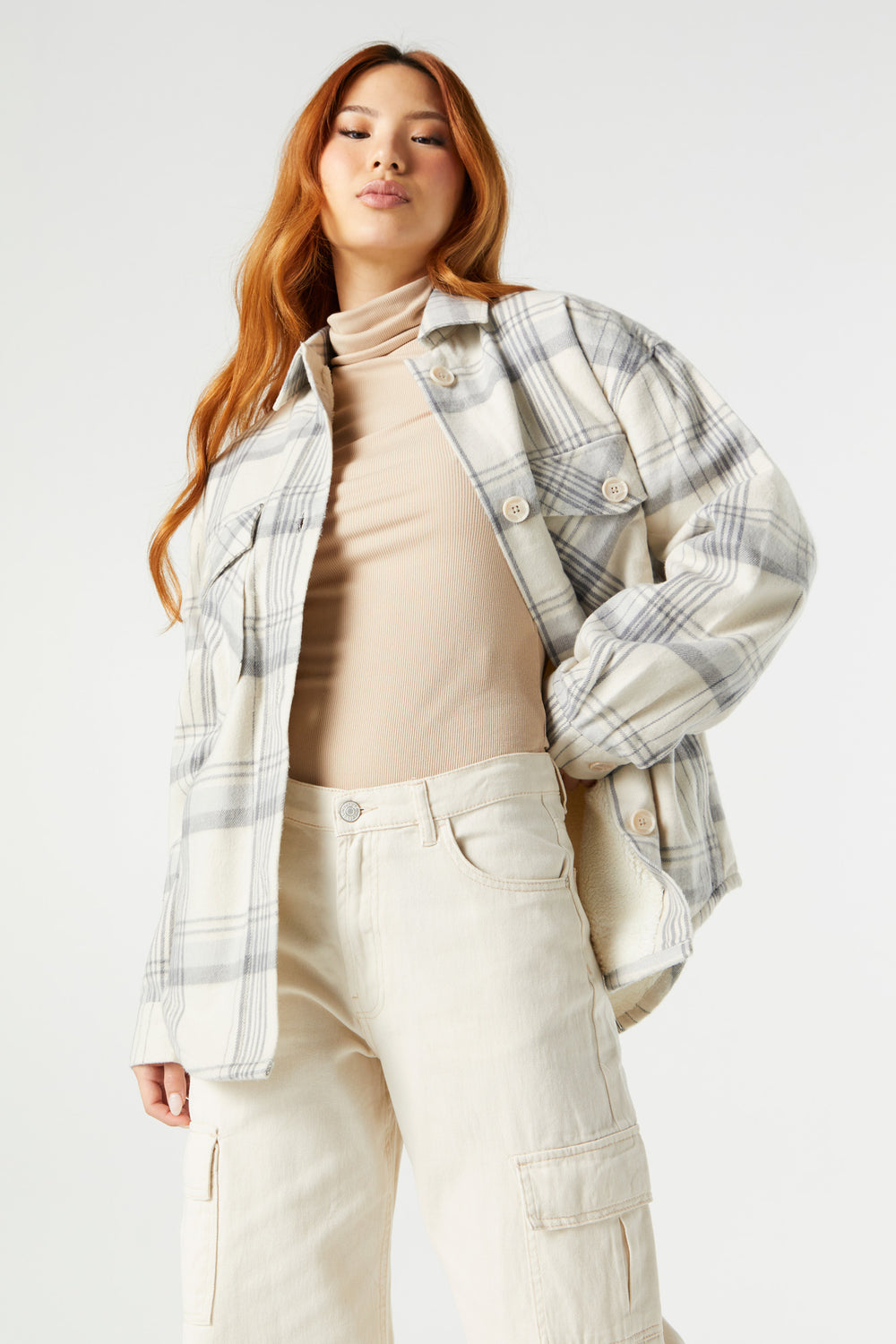 Grey and Blue Plaid Sherpa Flannel Grey and Blue Plaid Sherpa Flannel 21