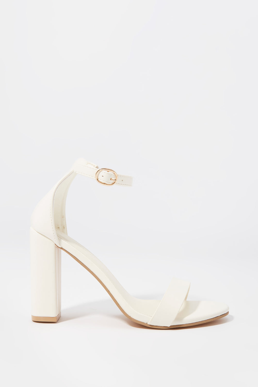 White Faux-Leather Ankle Band Heel White Faux-Leather Ankle Band Heel 2