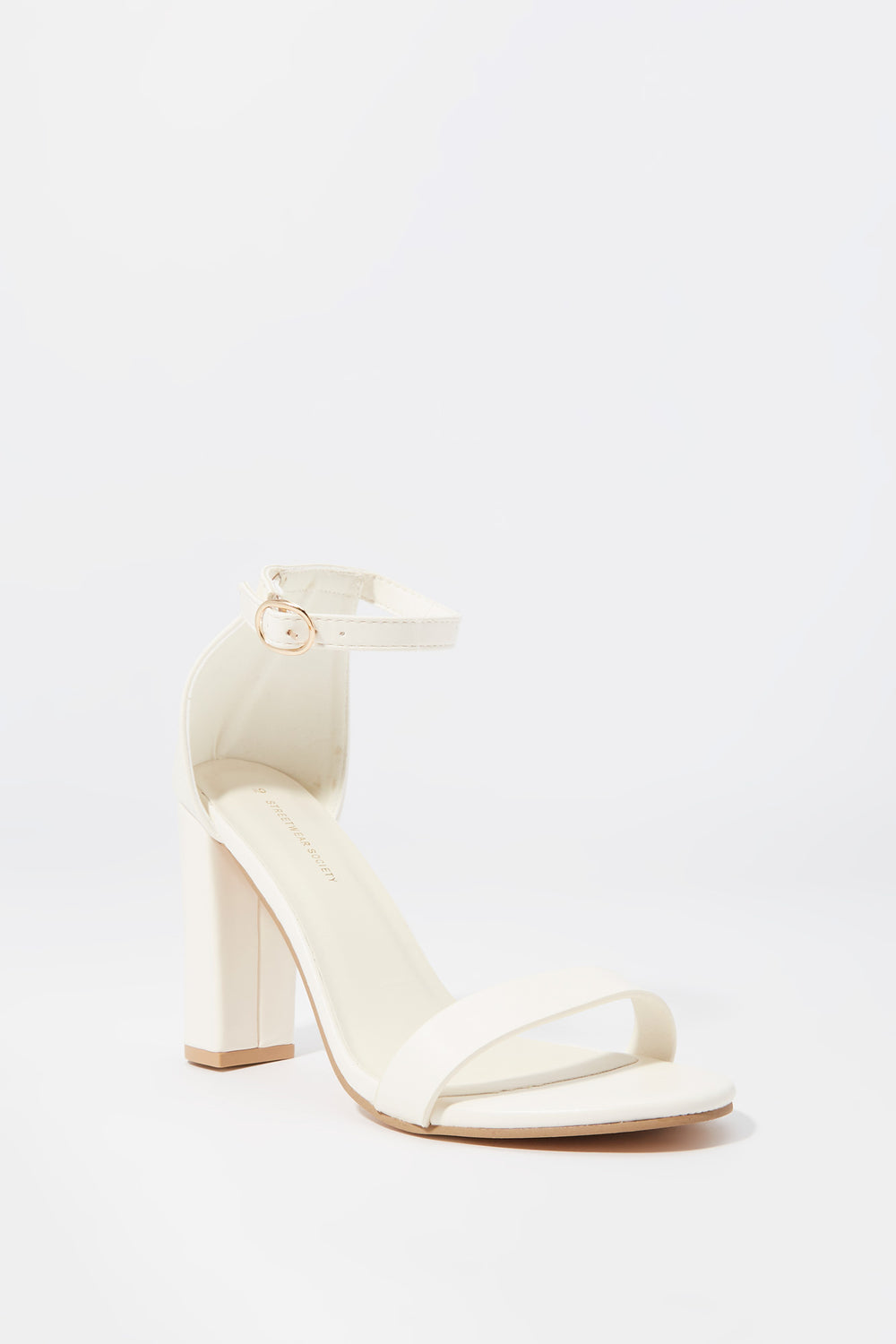 White Faux-Leather Ankle Band Heel White Faux-Leather Ankle Band Heel 3