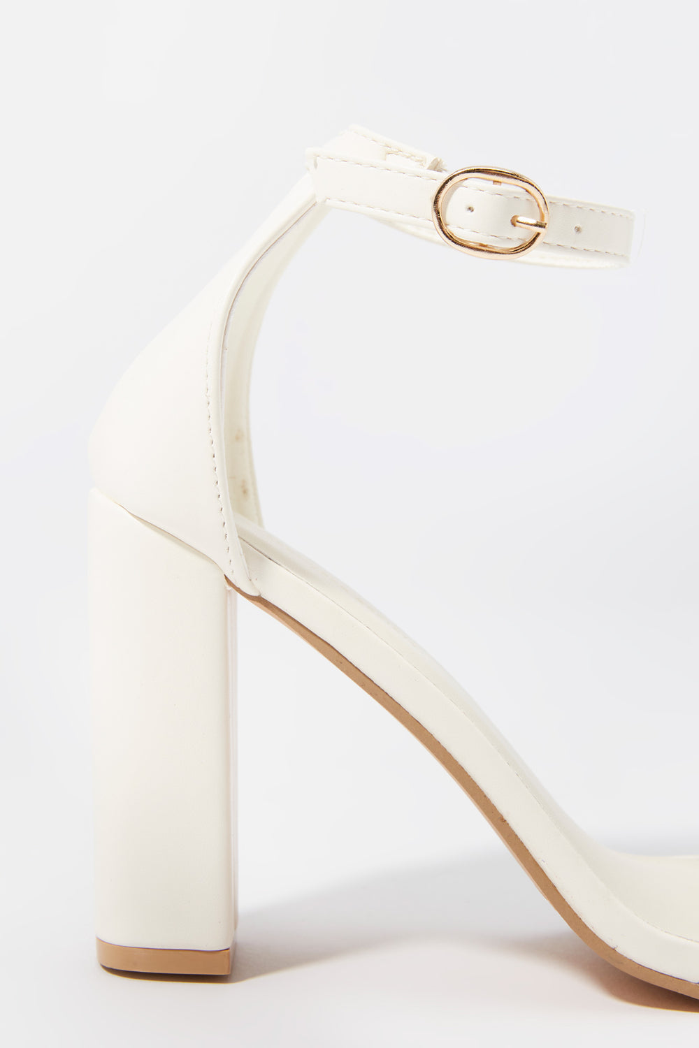White Faux-Leather Ankle Band Heel White Faux-Leather Ankle Band Heel 5
