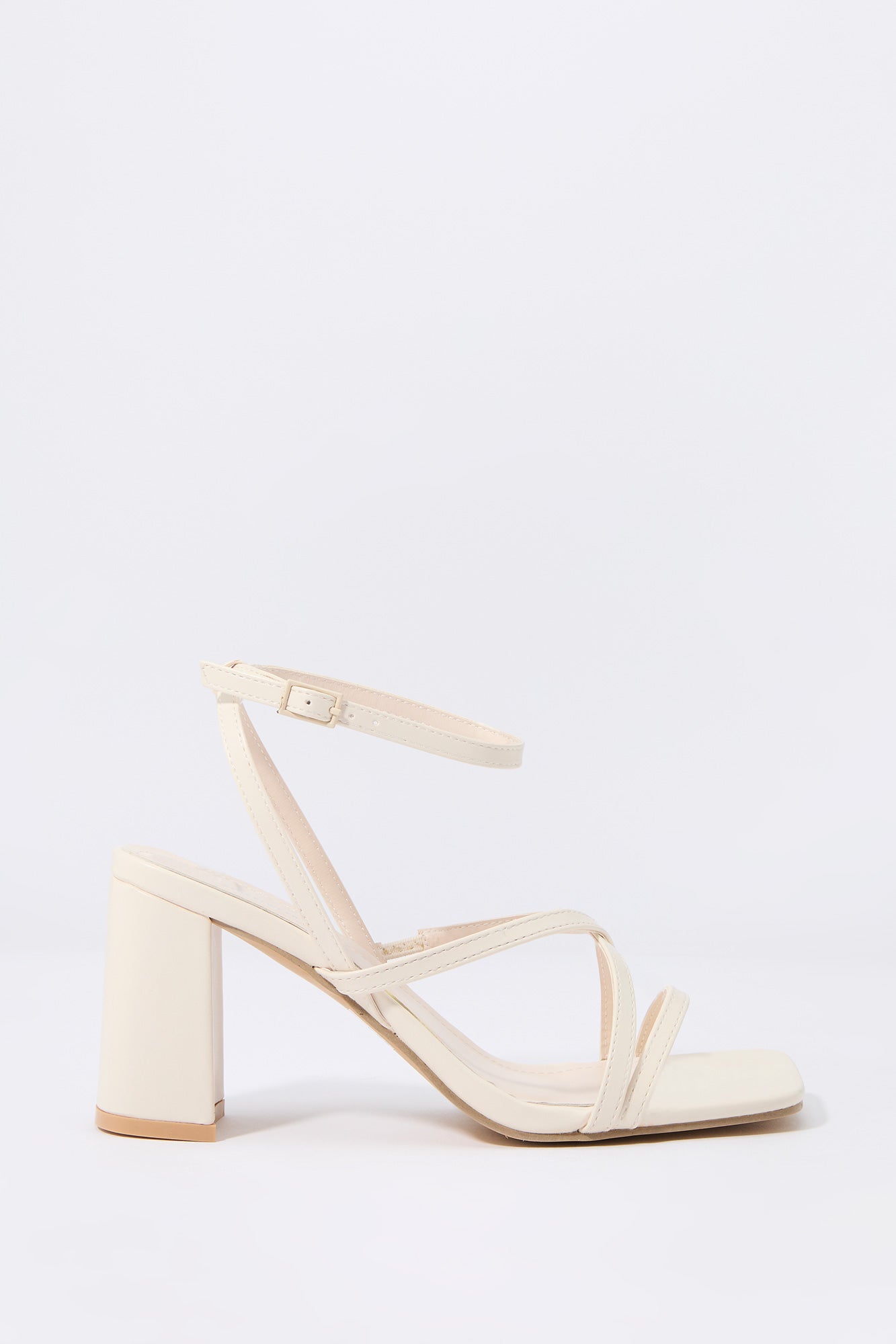 Faux Leather Open Toe Strappy Heel