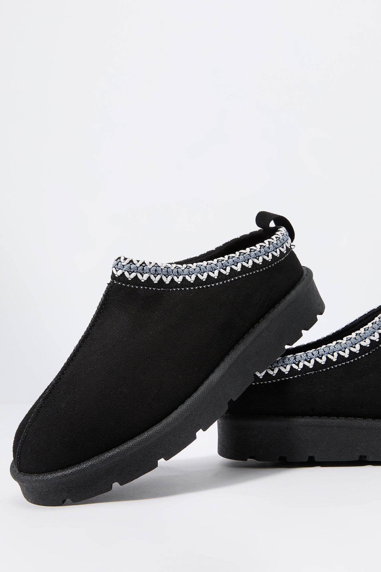 Faux Suede Embroidered Slip On Boot