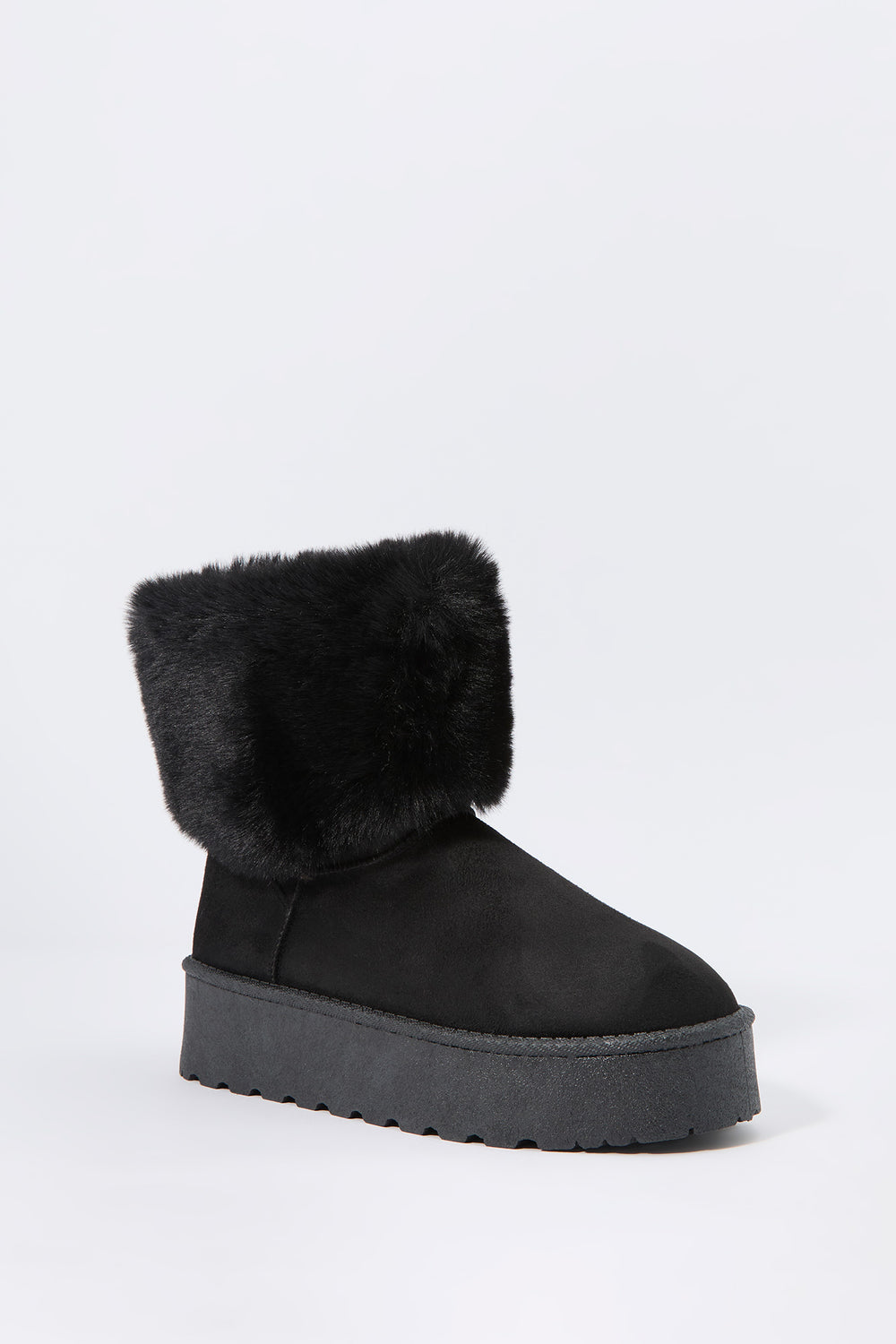 Faux Fur Collared Platform Booties Faux Fur Collared Platform Booties 3