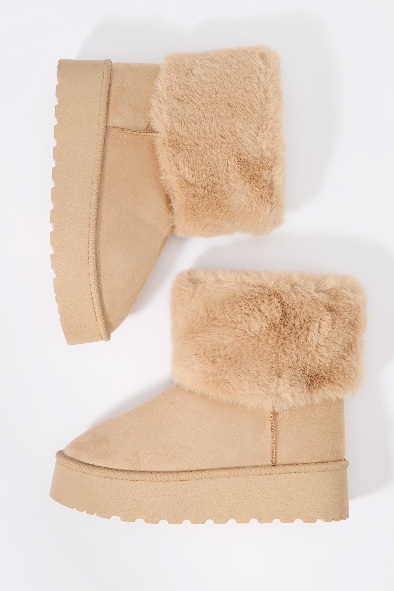 Faux fur outlet platform boots