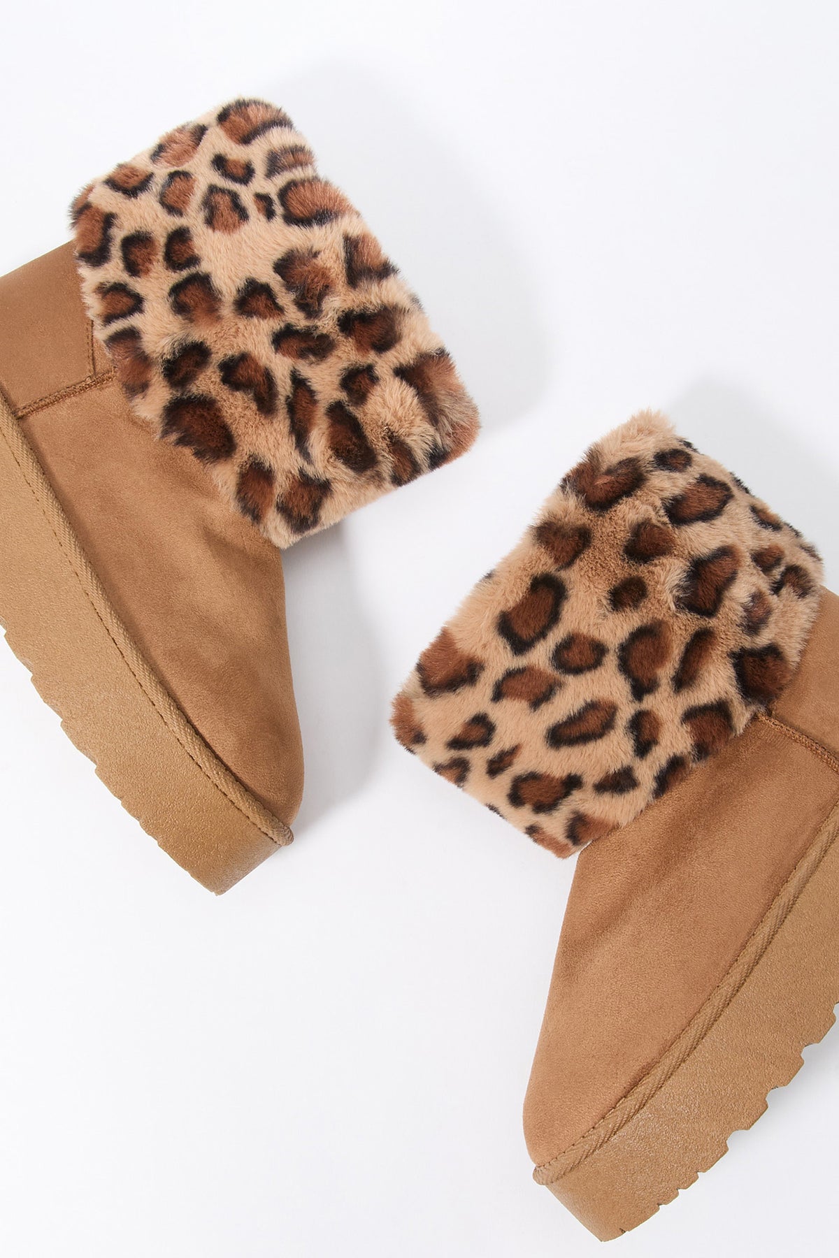 Faux Fur Collared Platform Booties