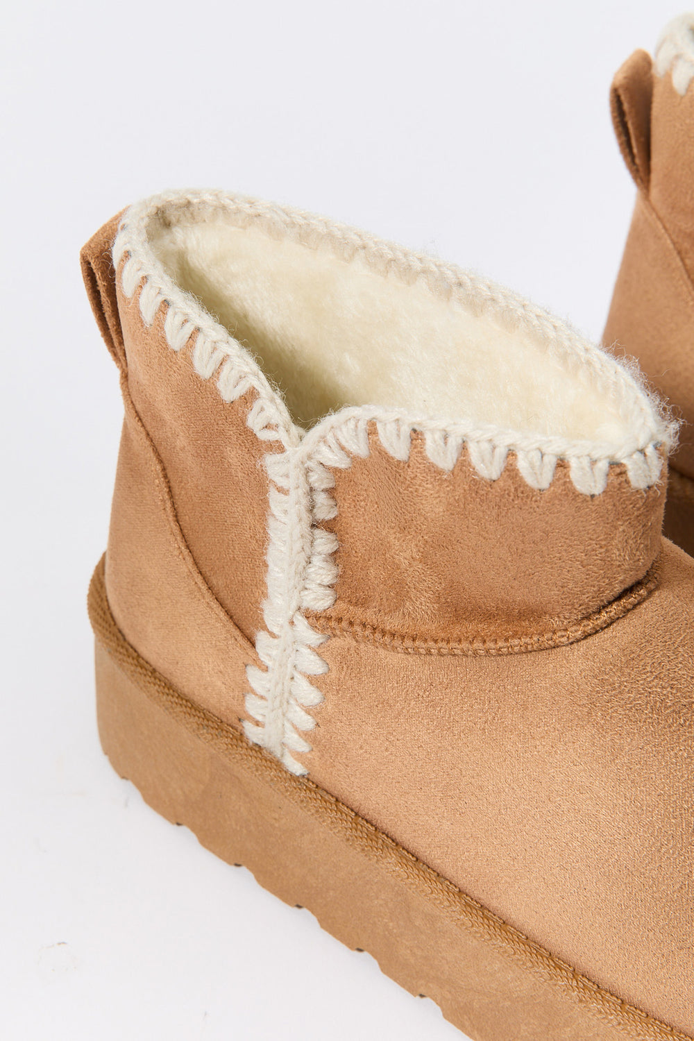 Faux Suede Stitched Edge Platform Booties Faux Suede Stitched Edge Platform Booties 4