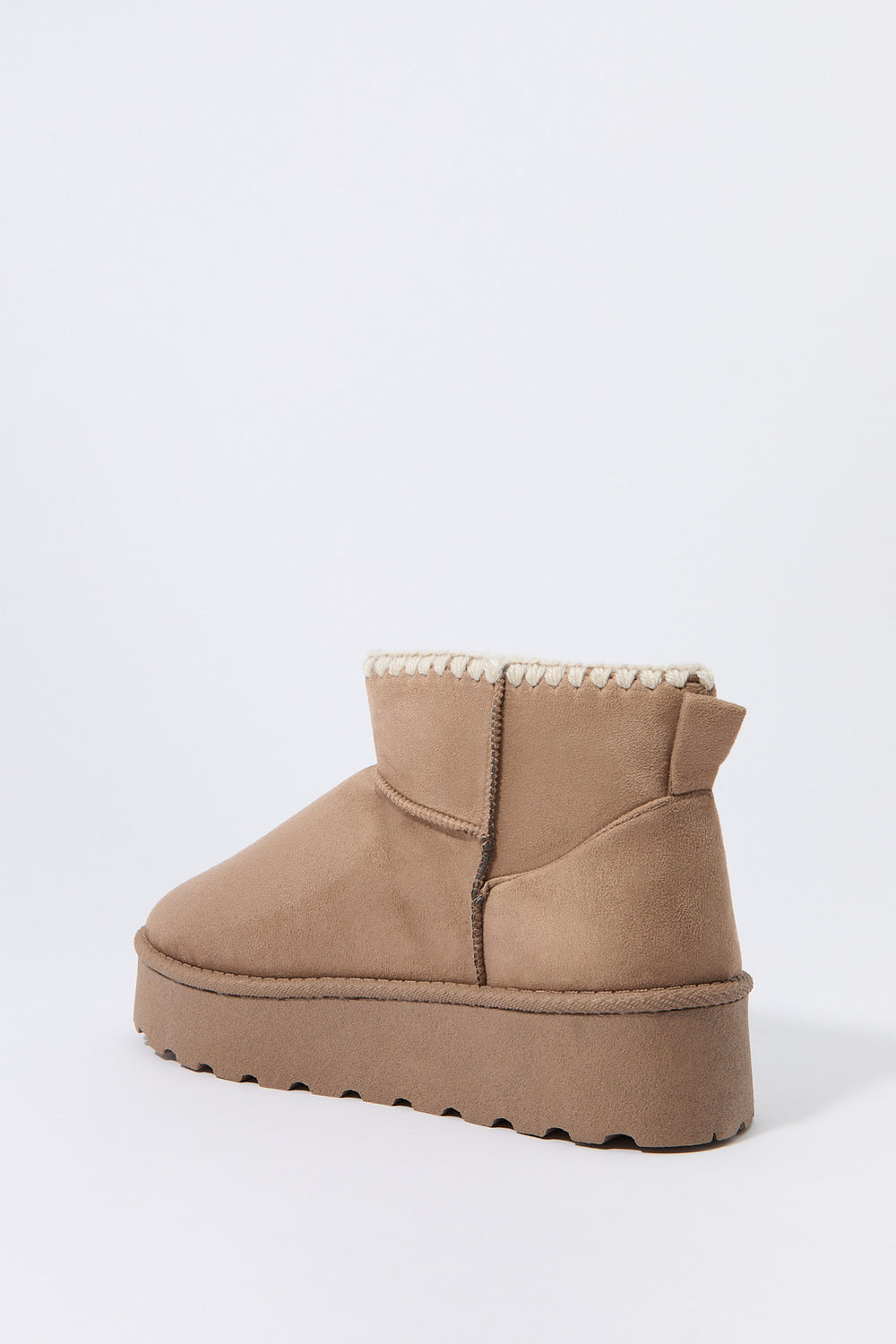 Faux Suede Stitched Edge Platform Booties Faux Suede Stitched Edge Platform Booties 7