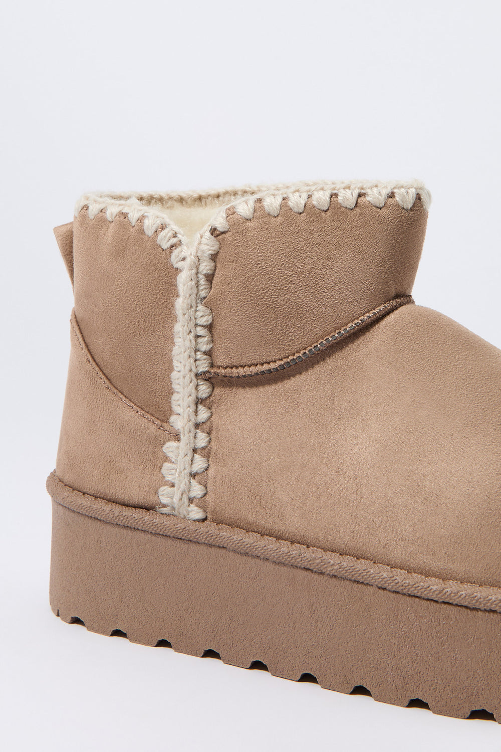 Faux Suede Stitched Edge Platform Booties Faux Suede Stitched Edge Platform Booties 8