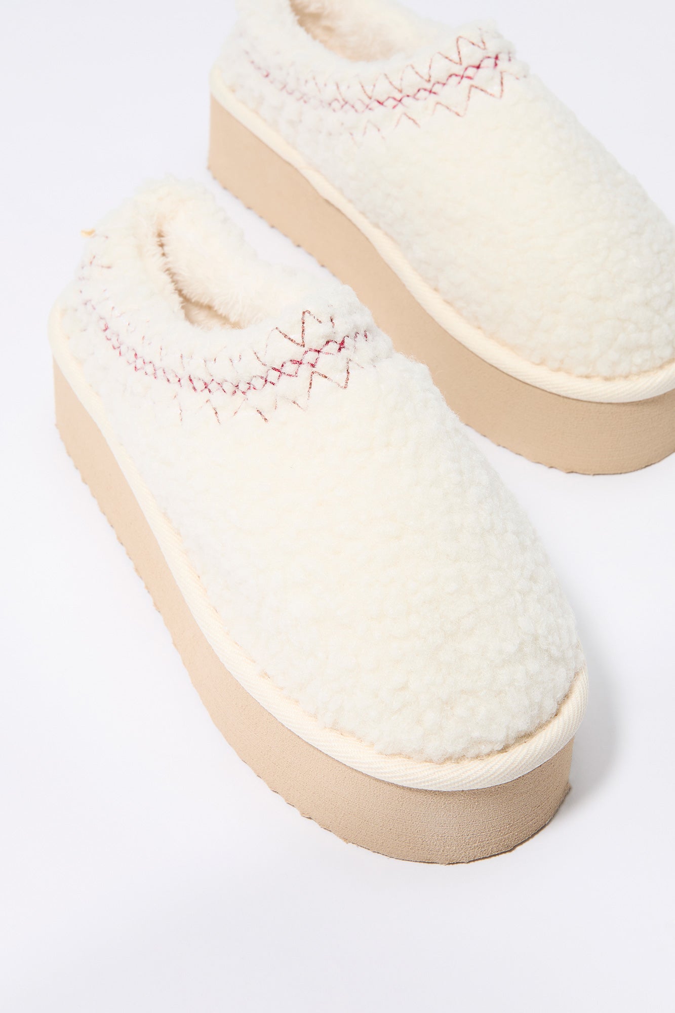 Faux Fur Embroidered Platform Slipper Bootie